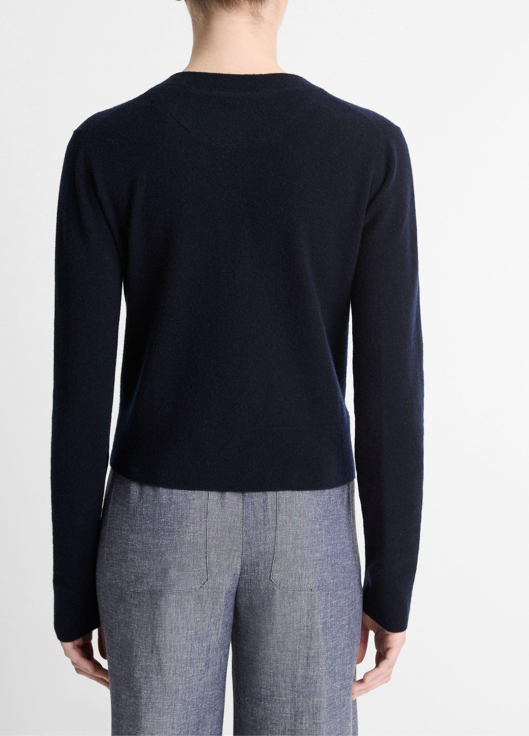 Wool & Cashmere-Blend Tipped Half-Moon Cardigan in Sweaters