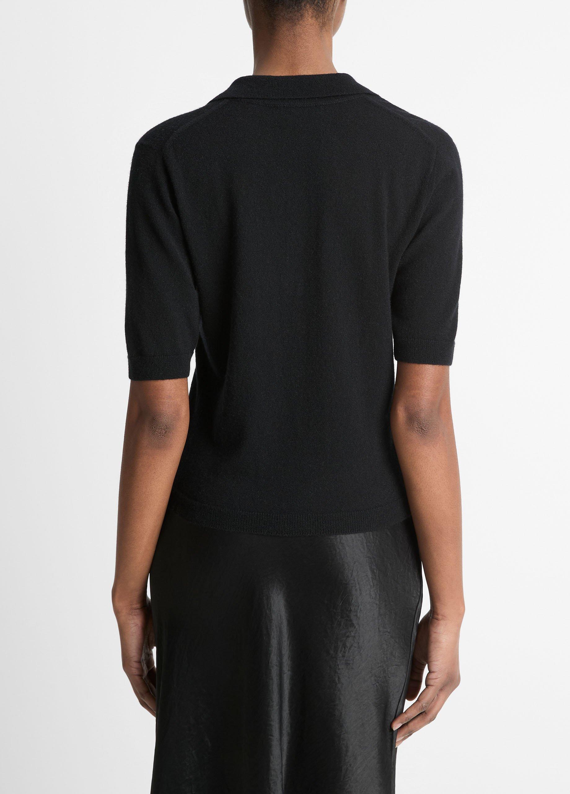 Cashmere-Silk Short-Sleeve Polo Sweater image number 2