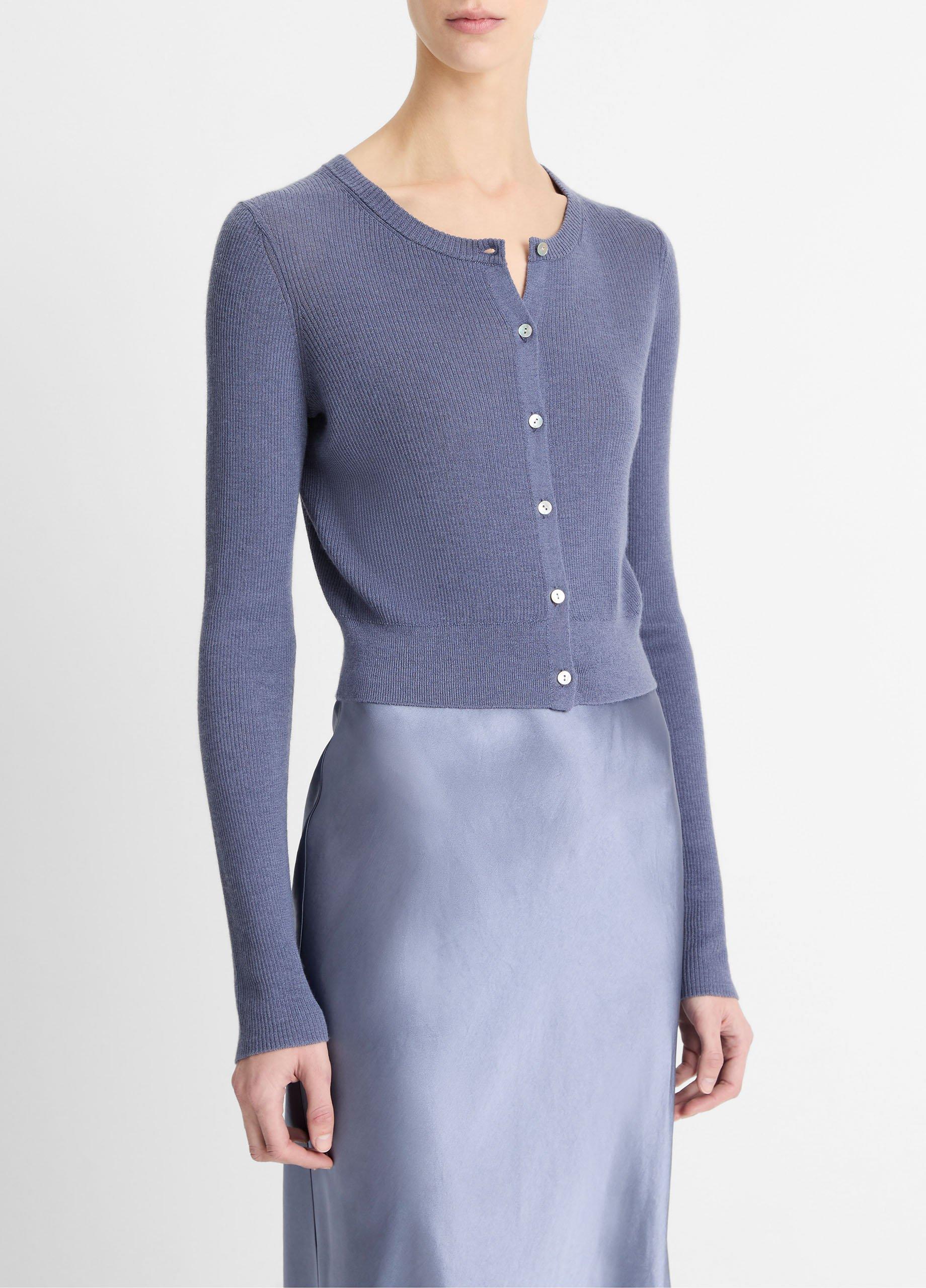 Ribbed Cashmere-Silk Slim Cardigan image number 1