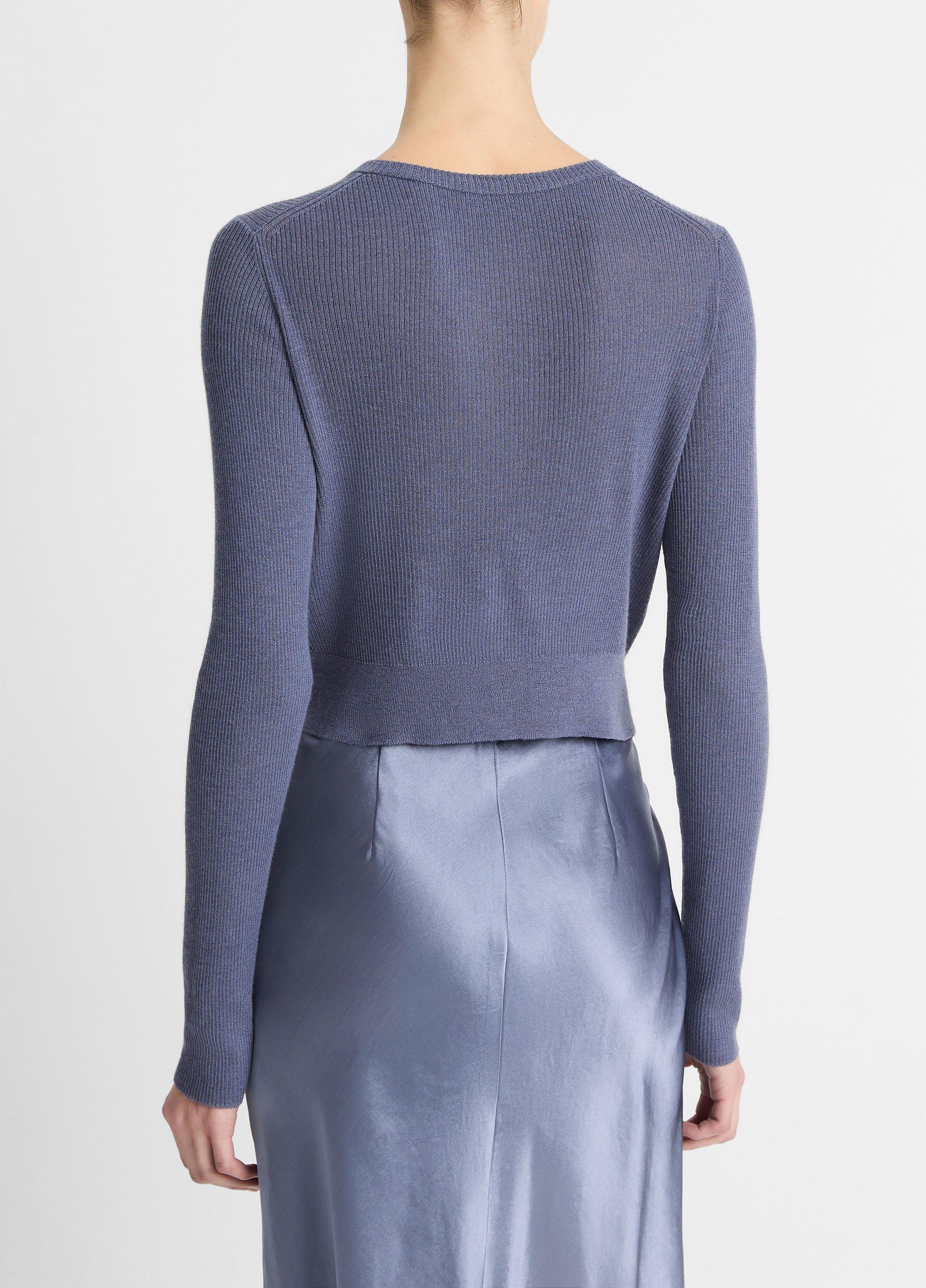 Ribbed Cashmere-Silk Slim Cardigan image number 2