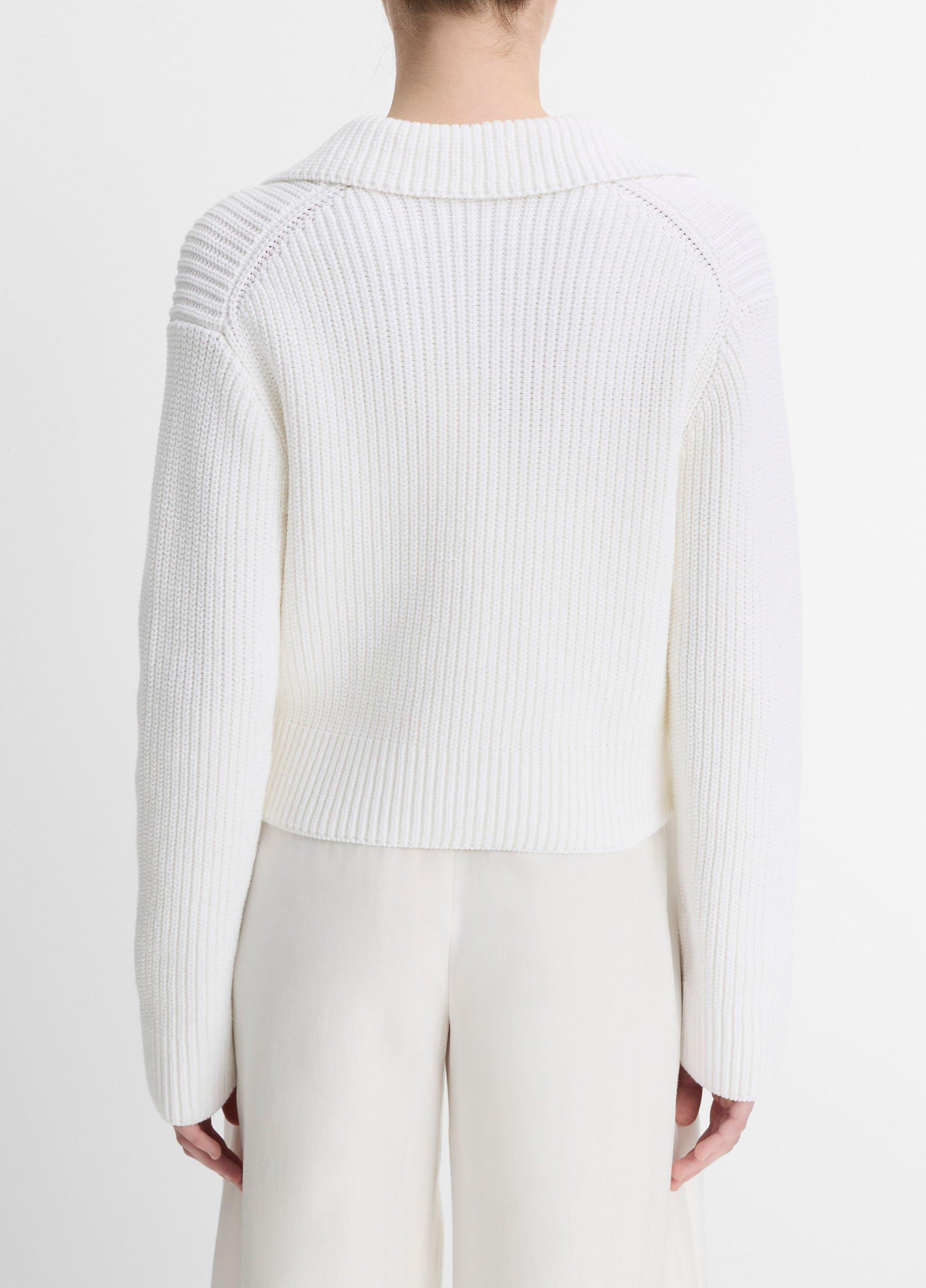 Cotton-Blend Double-Breasted Sweater Jacket image number 2