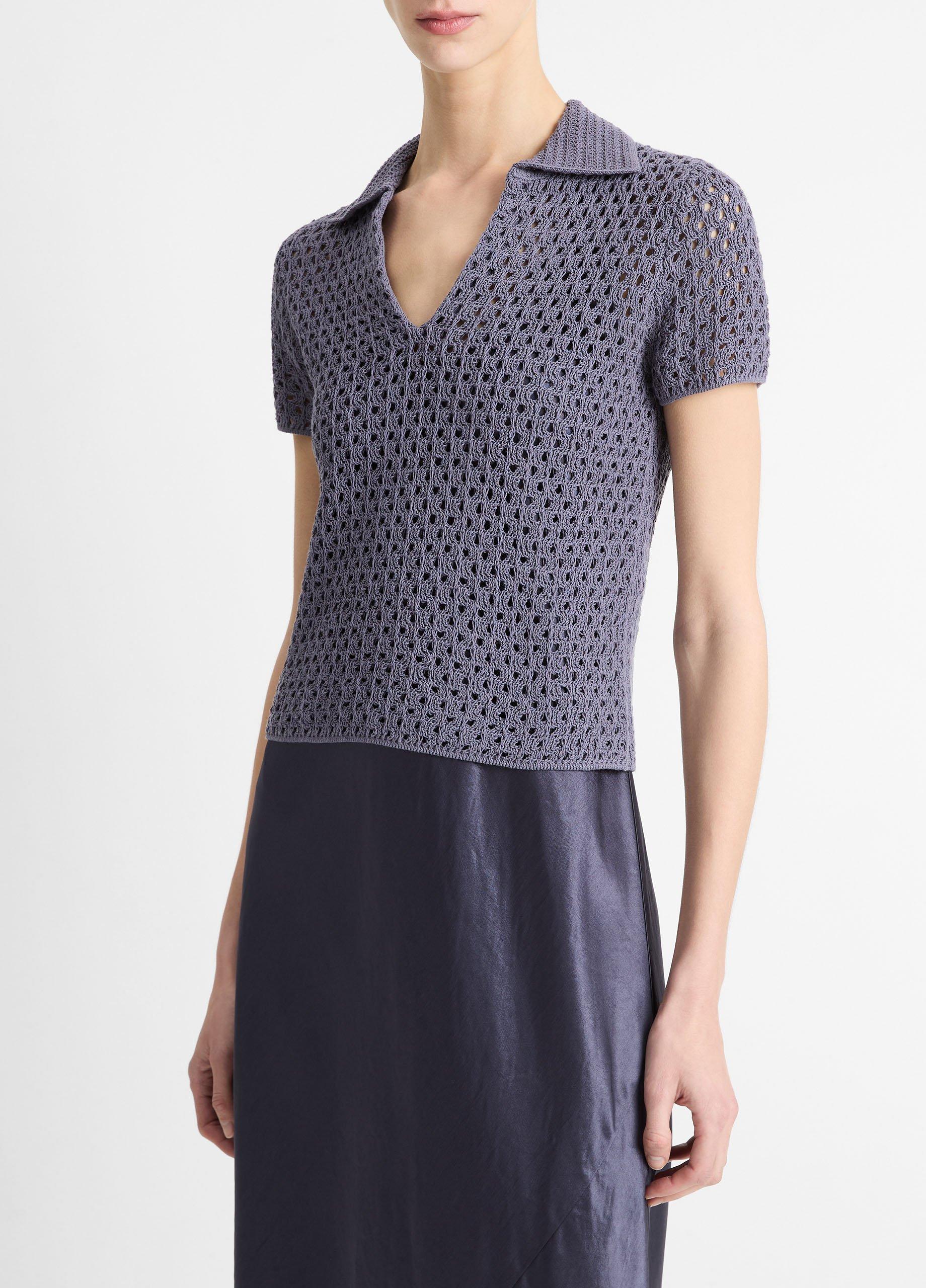 Macram&eacute; Cotton Polo Sweater image number 1