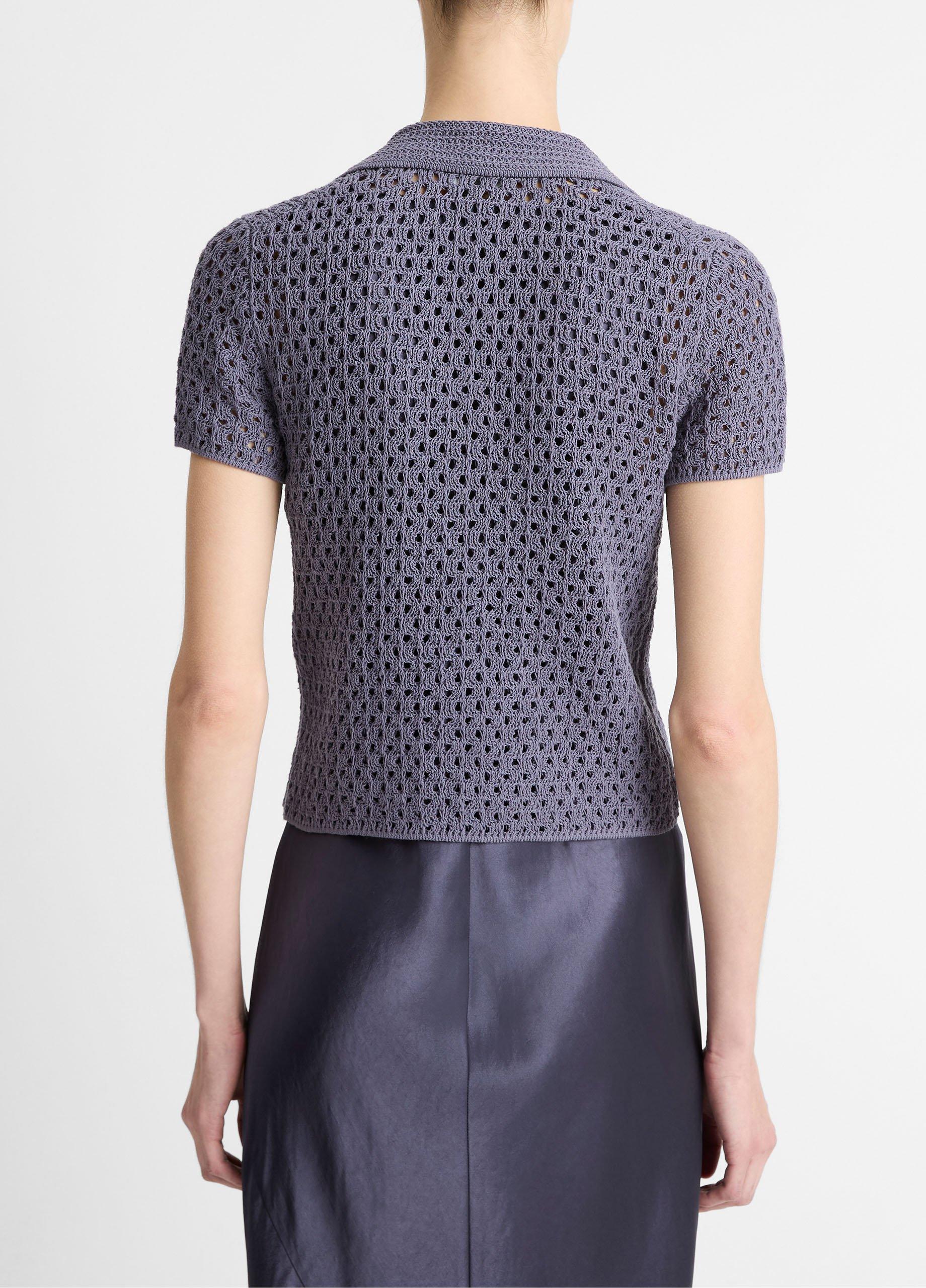 Macram&eacute; Cotton Polo Sweater image number 2