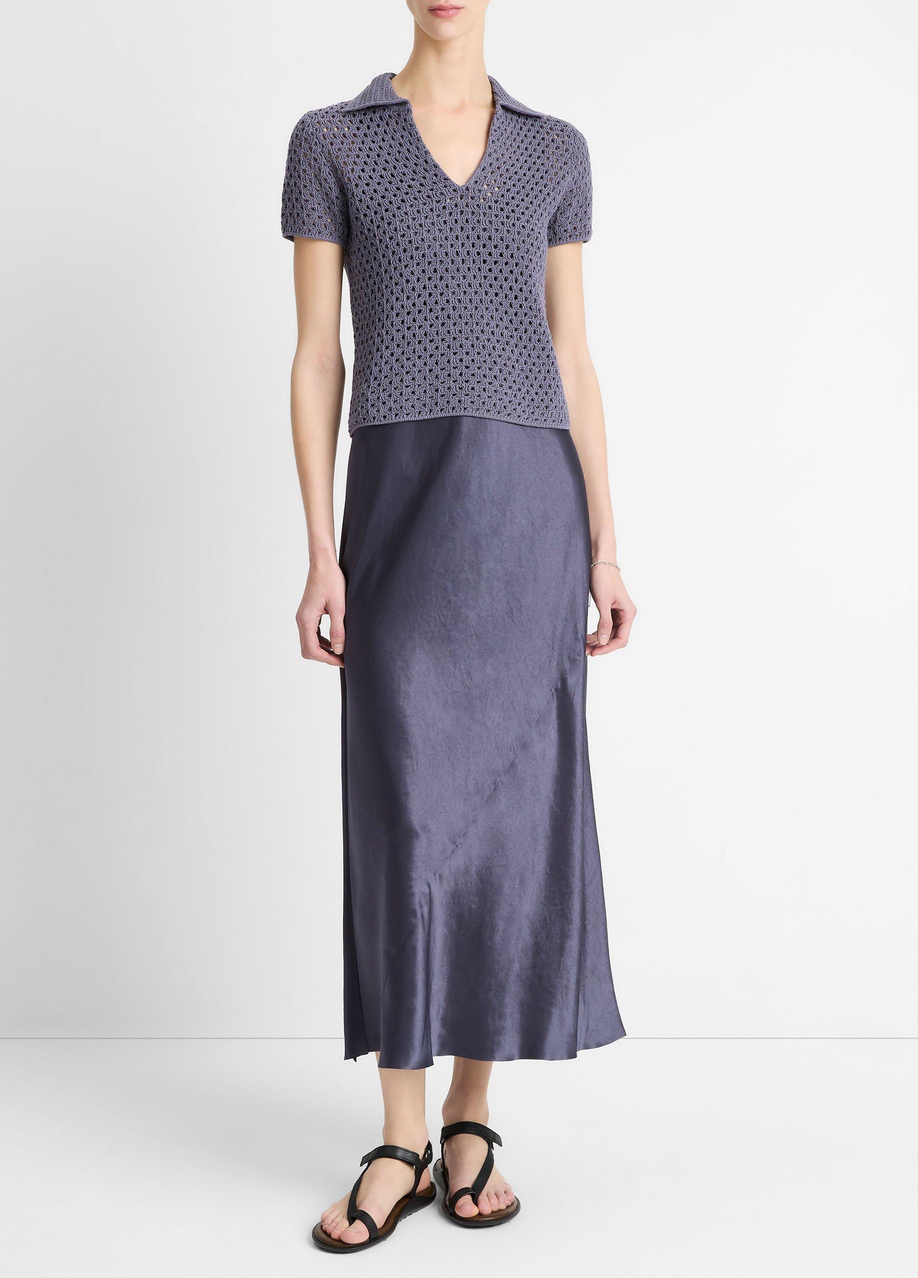 Macram&eacute; Cotton Polo Sweater image number 3