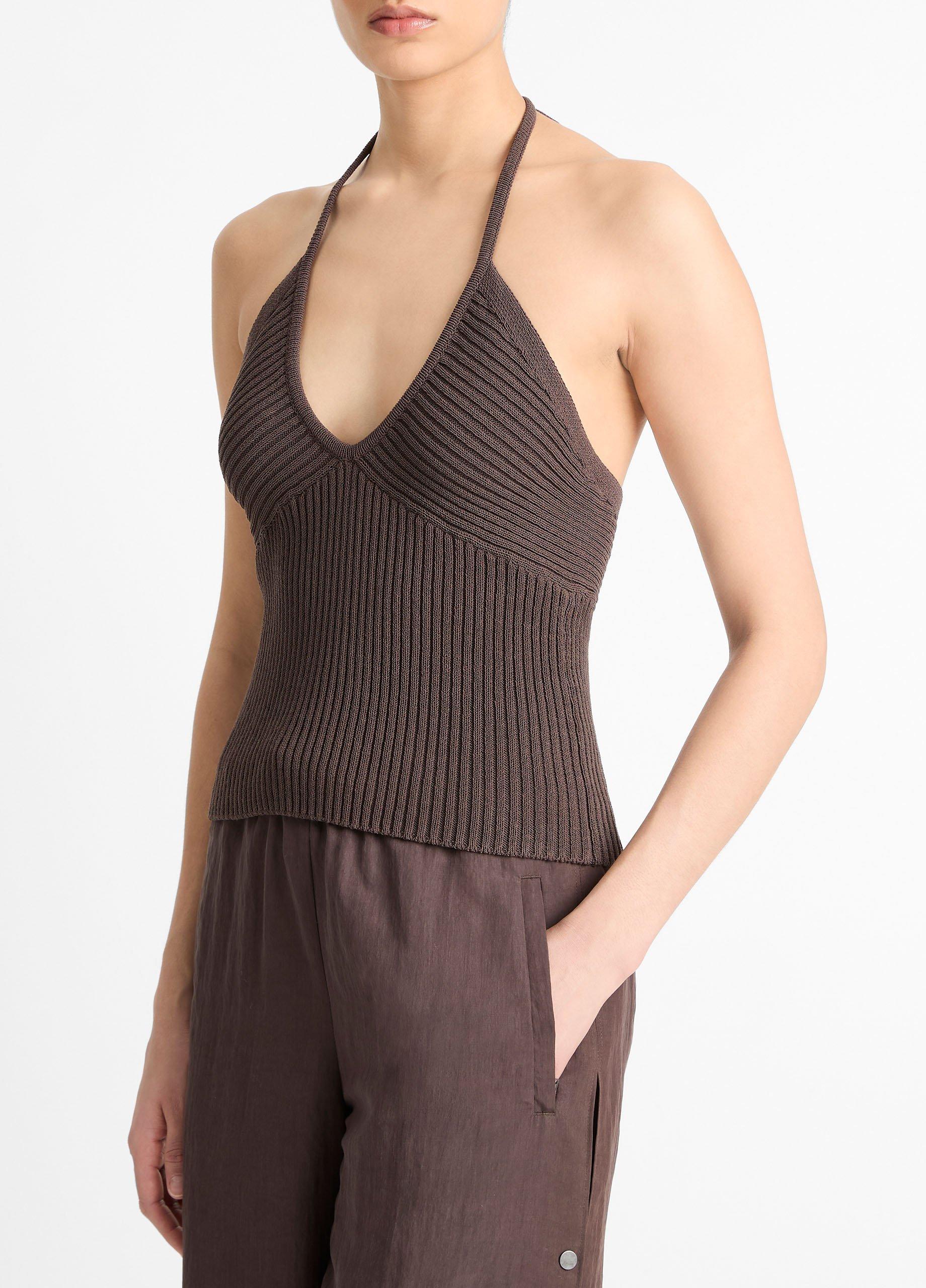 Italian Cotton-Blend Halter Tank image number 1