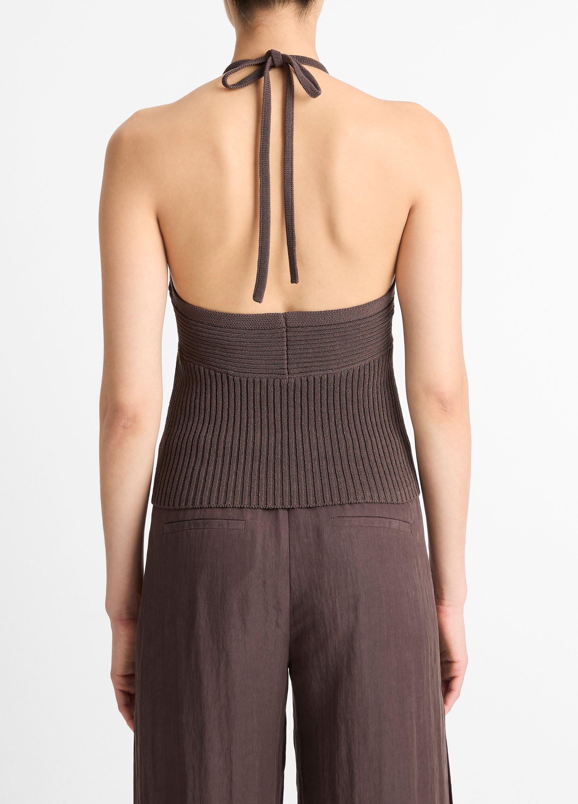 Italian Cotton-Blend Halter Tank image number 2