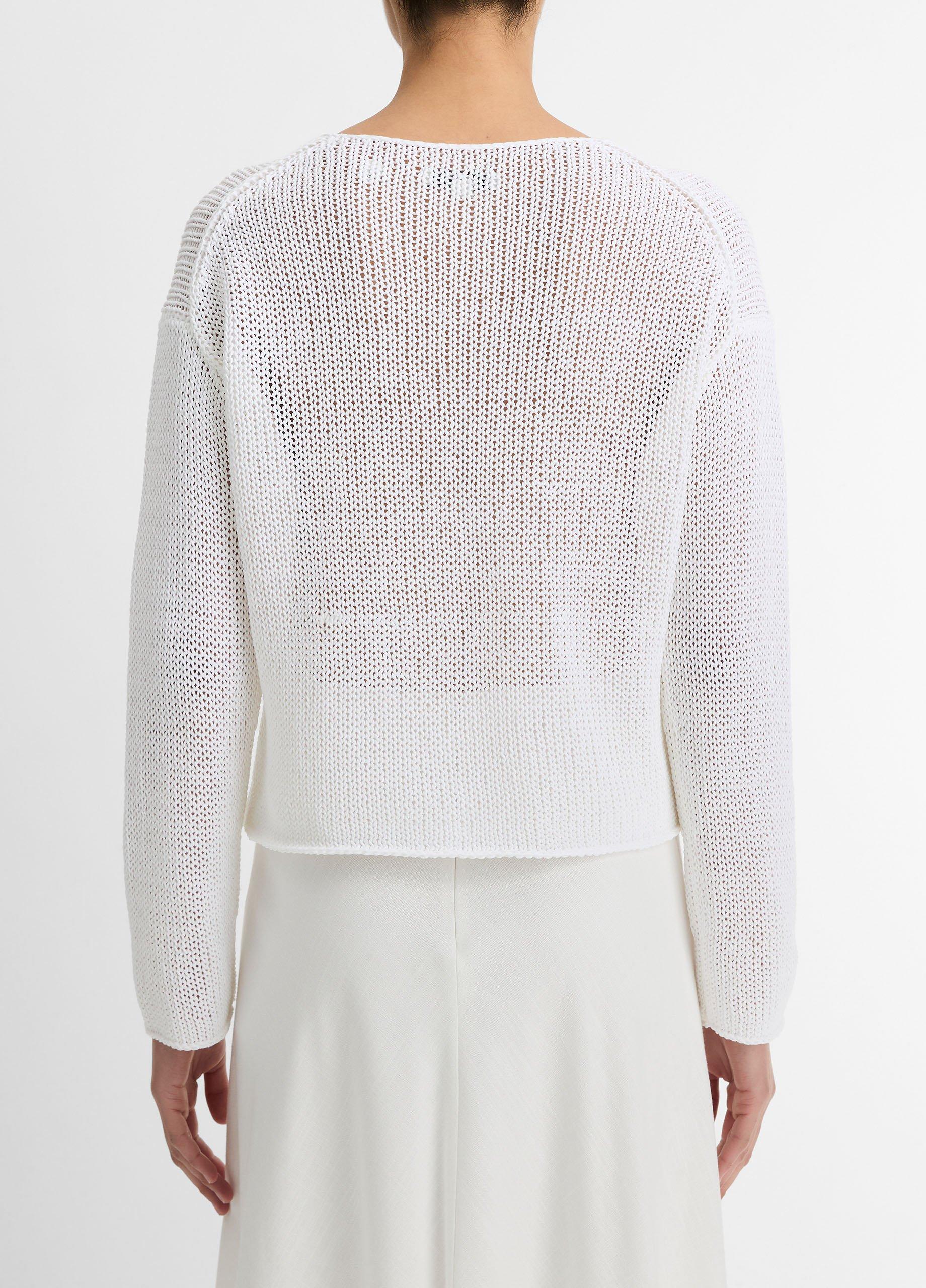 Italian Coated Cotton-Blend Sweater in Crew Neck | Vince