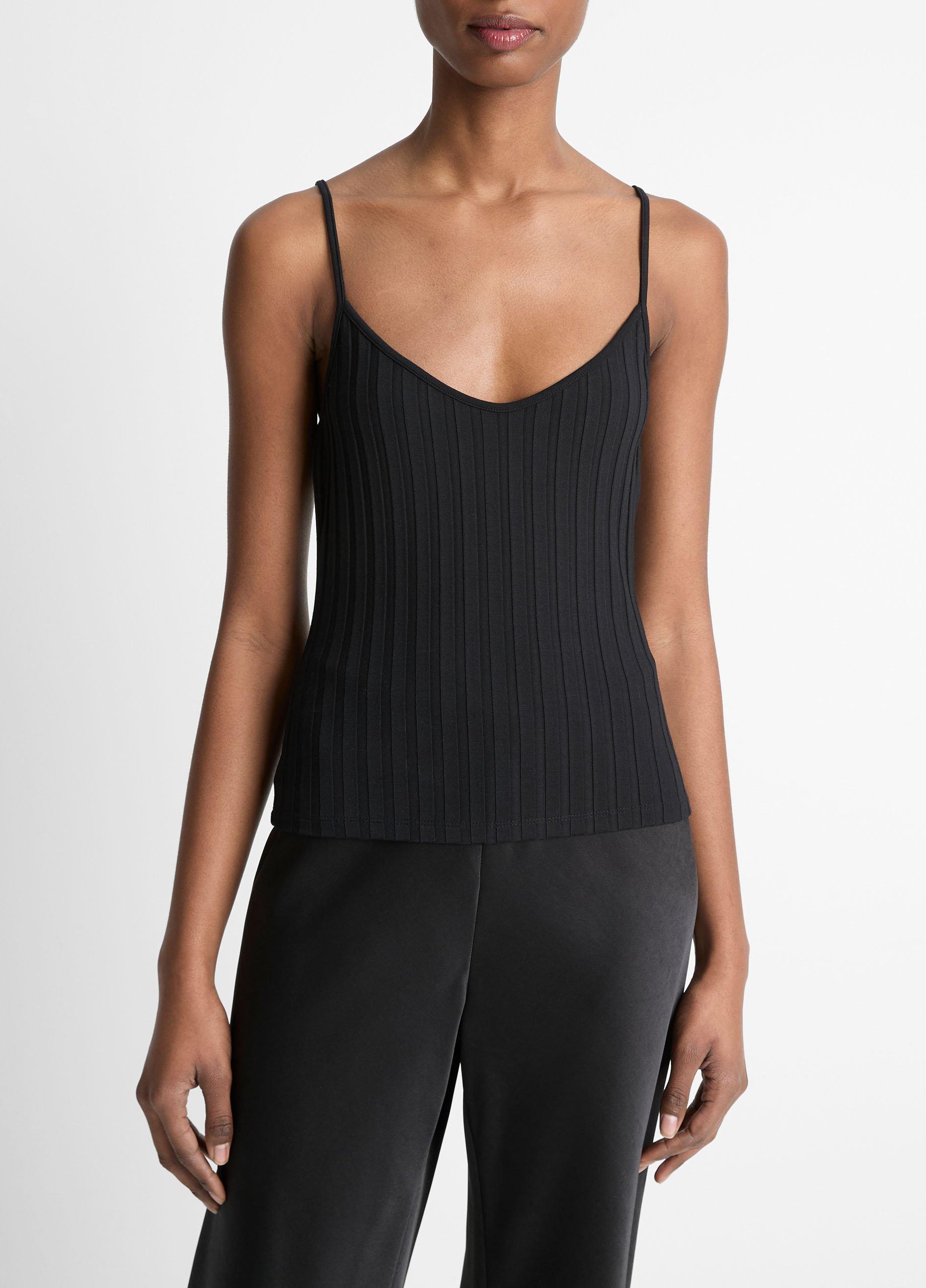 Women's Ribbed V-Neck Camisole, Black, Size XXS Vince