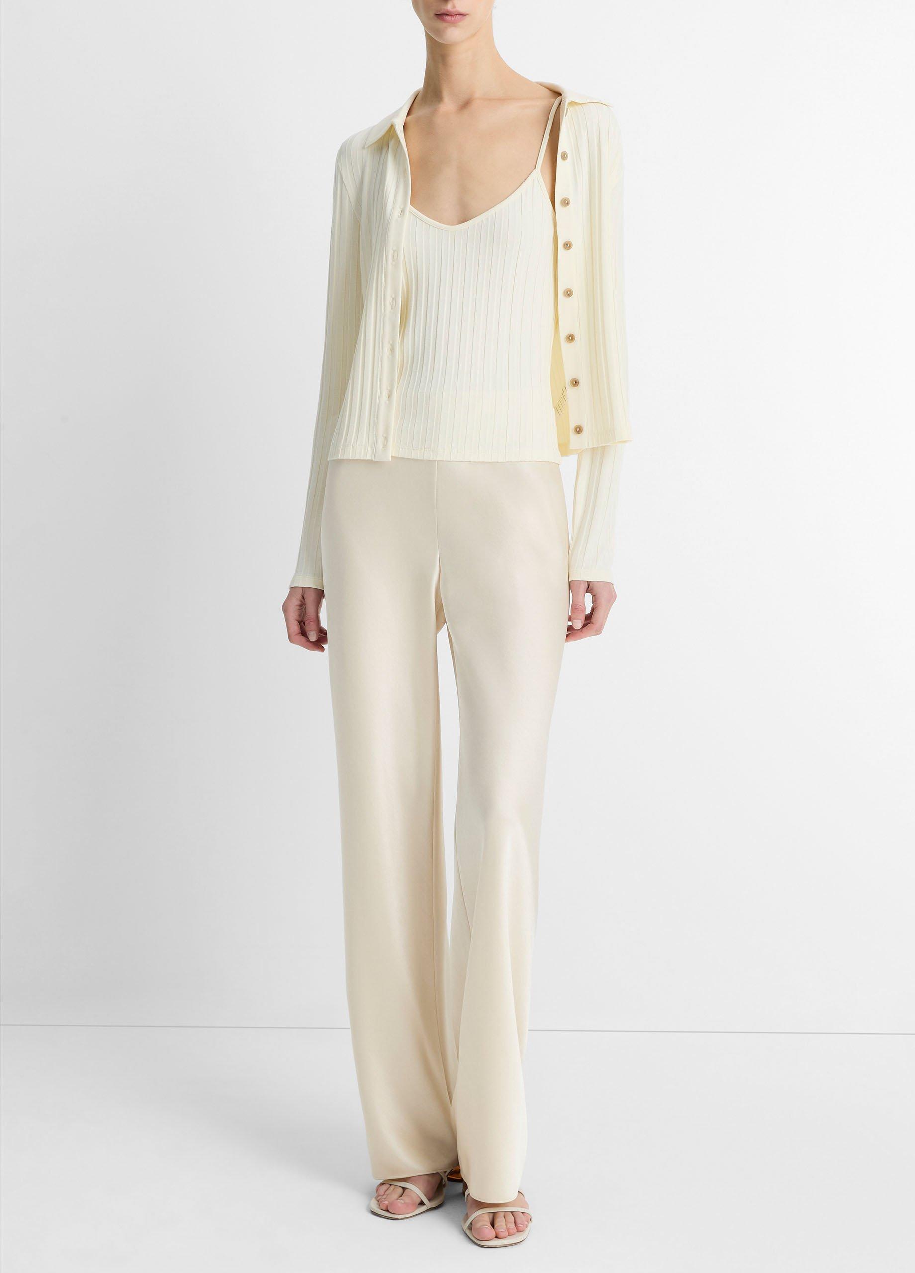 Ribbed Collared Long-Sleeve Button-Front Top image number 3