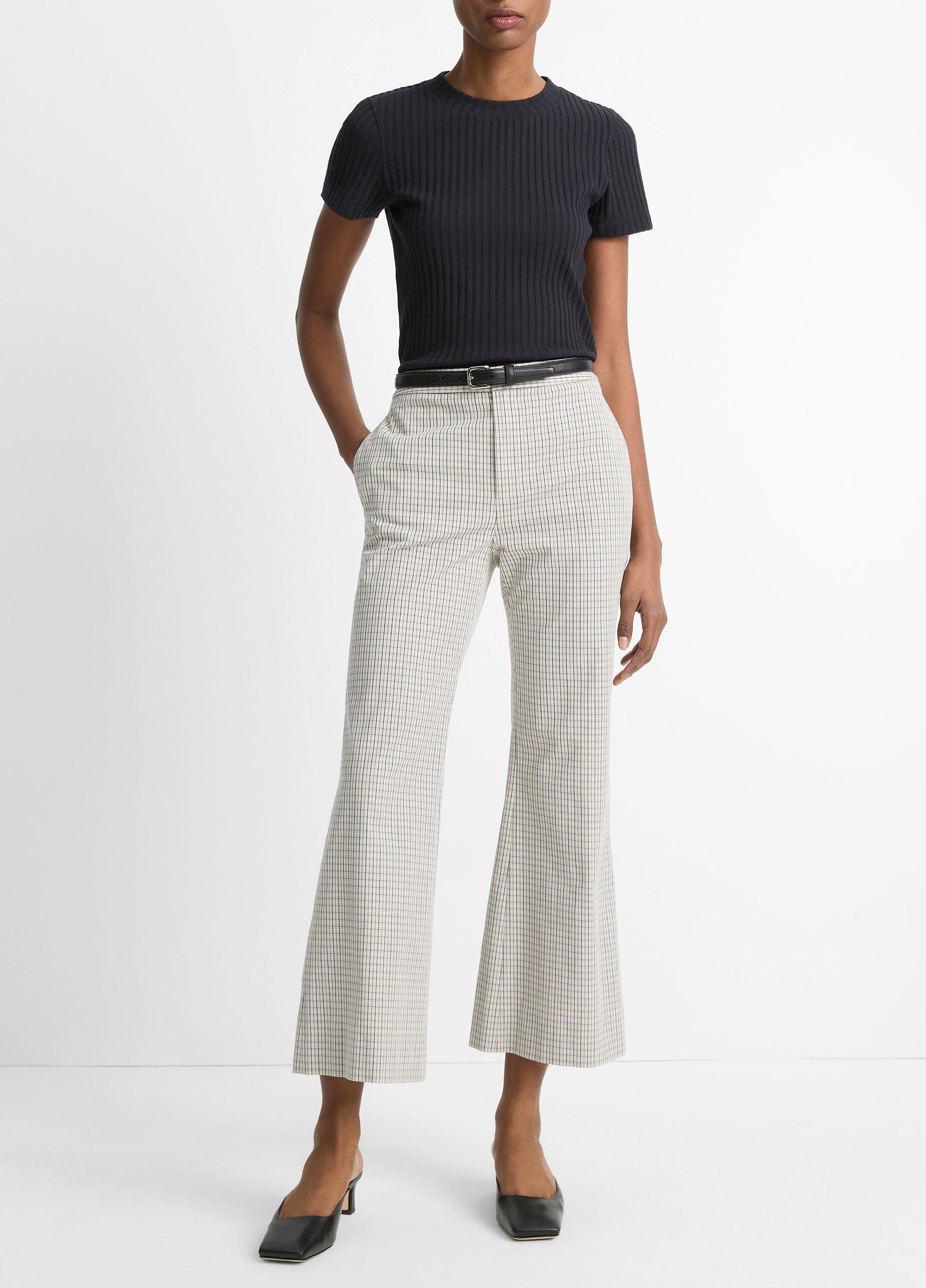 Gardener's Check Cotton Low-Rise Crop Flare Trouser image number 0