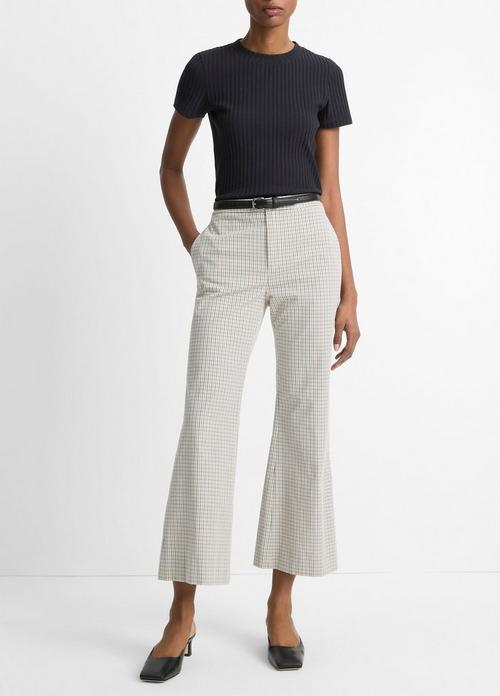 Gardener's Check Cotton Low-Rise Crop Flare Trouser