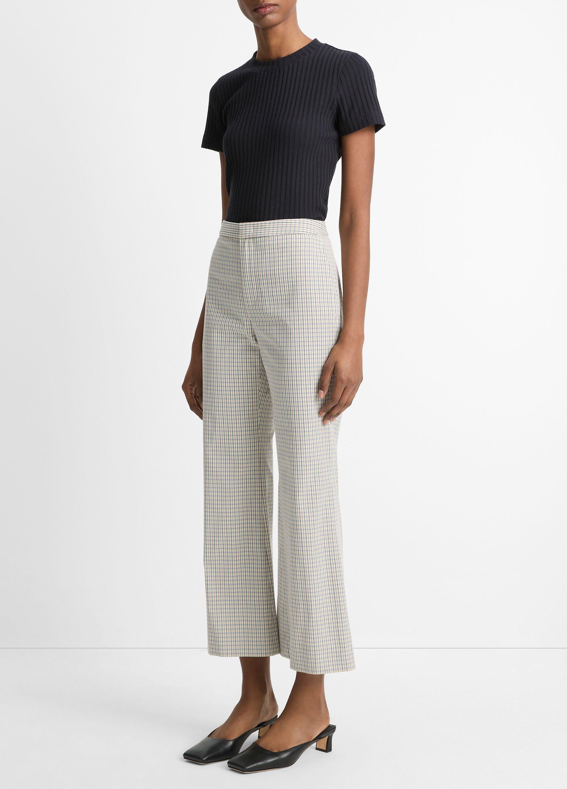 Gardener's Check Cotton Low-Rise Crop Flare Trouser image number 1