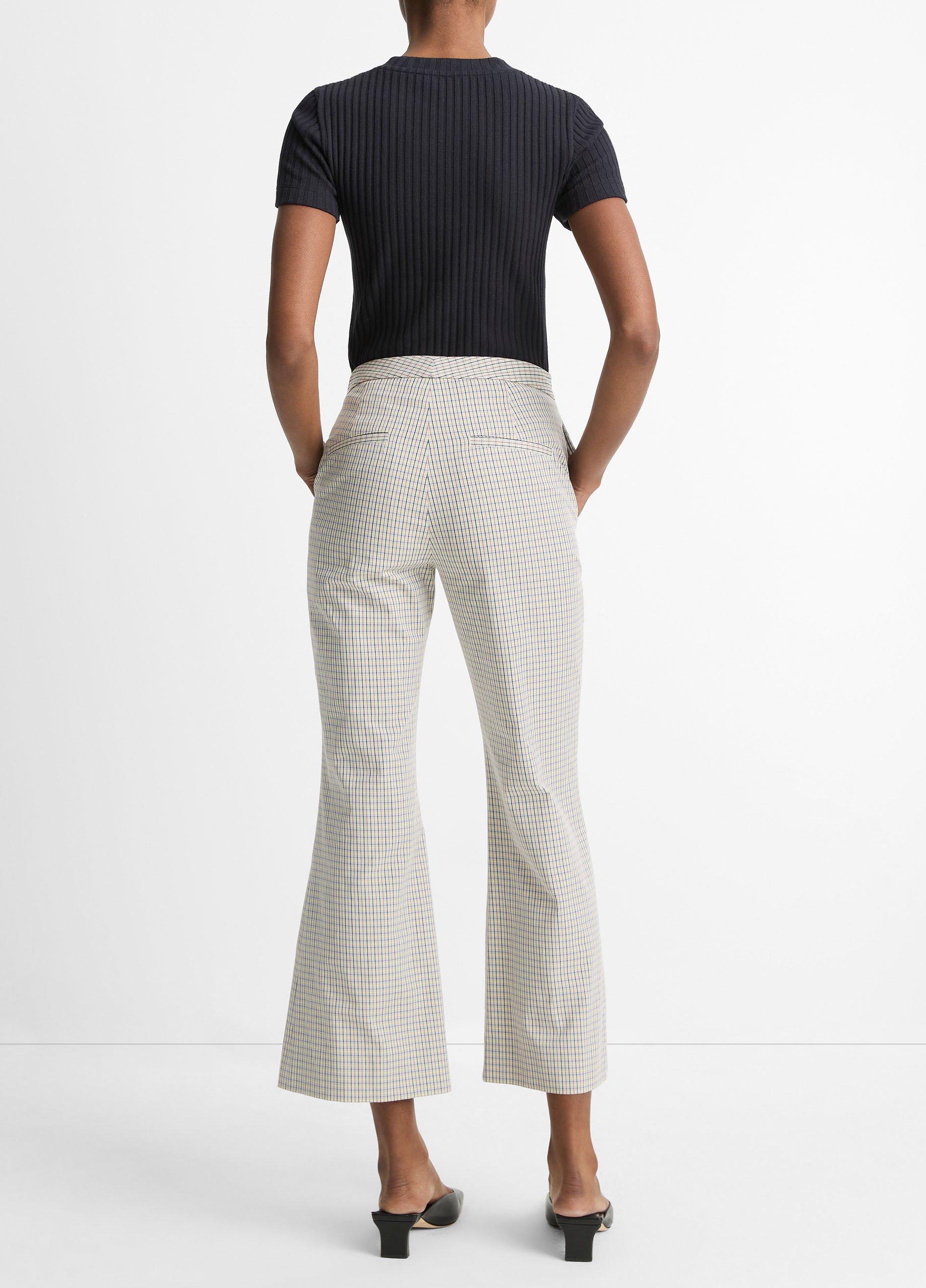 Gardener's Check Cotton Low-Rise Crop Flare Trouser image number 2