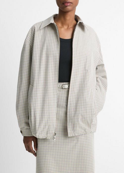 Gardener's Check Cotton Oversized Bomber Jacket