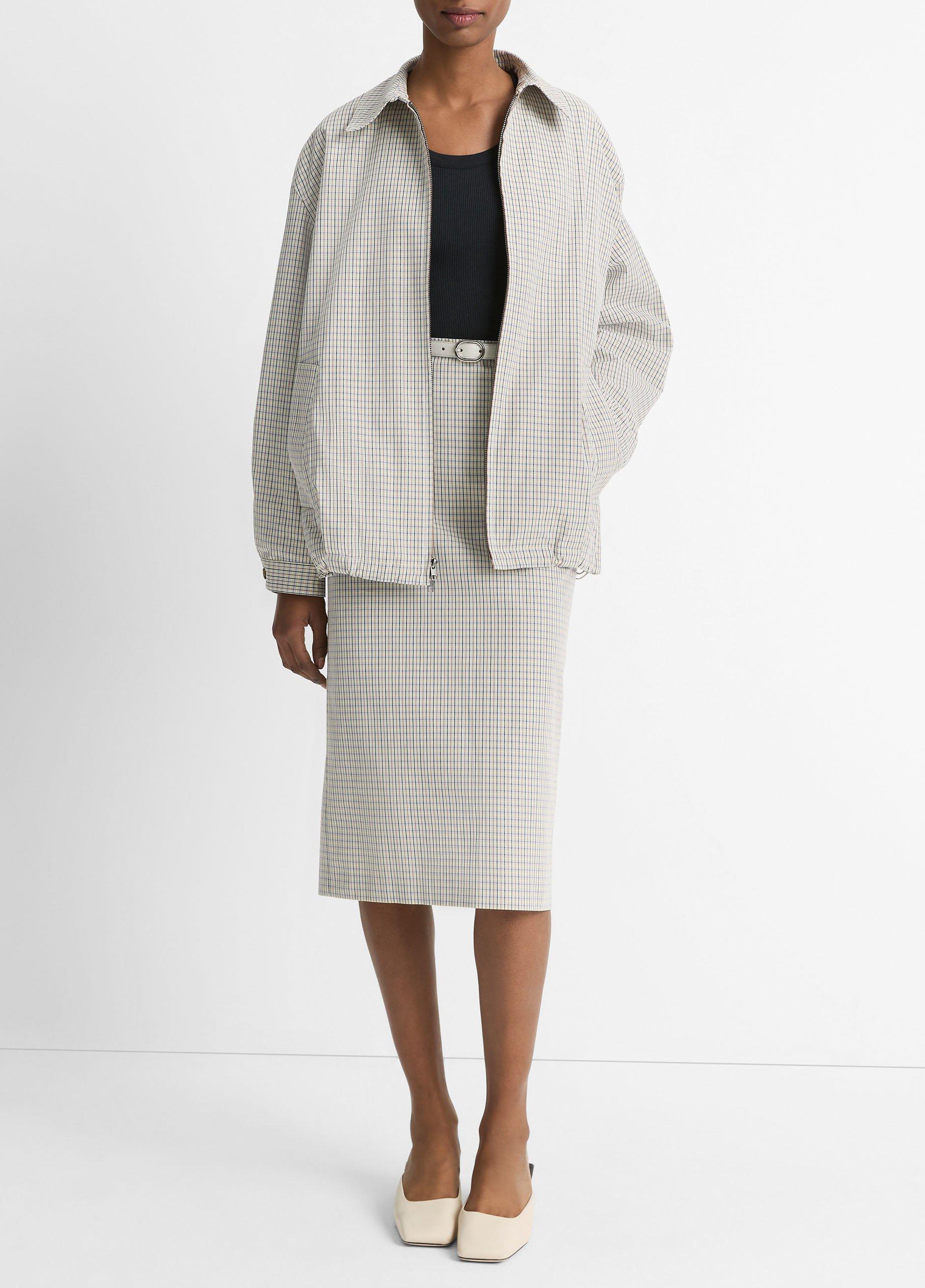 Gardener's Check Cotton Oversized Bomber Jacket in Jackets