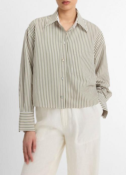 Till Stripe Cropped Button-Front Shirt