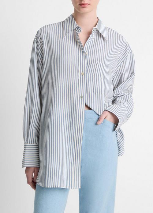 Furrow Stripe Button-Front Shirt