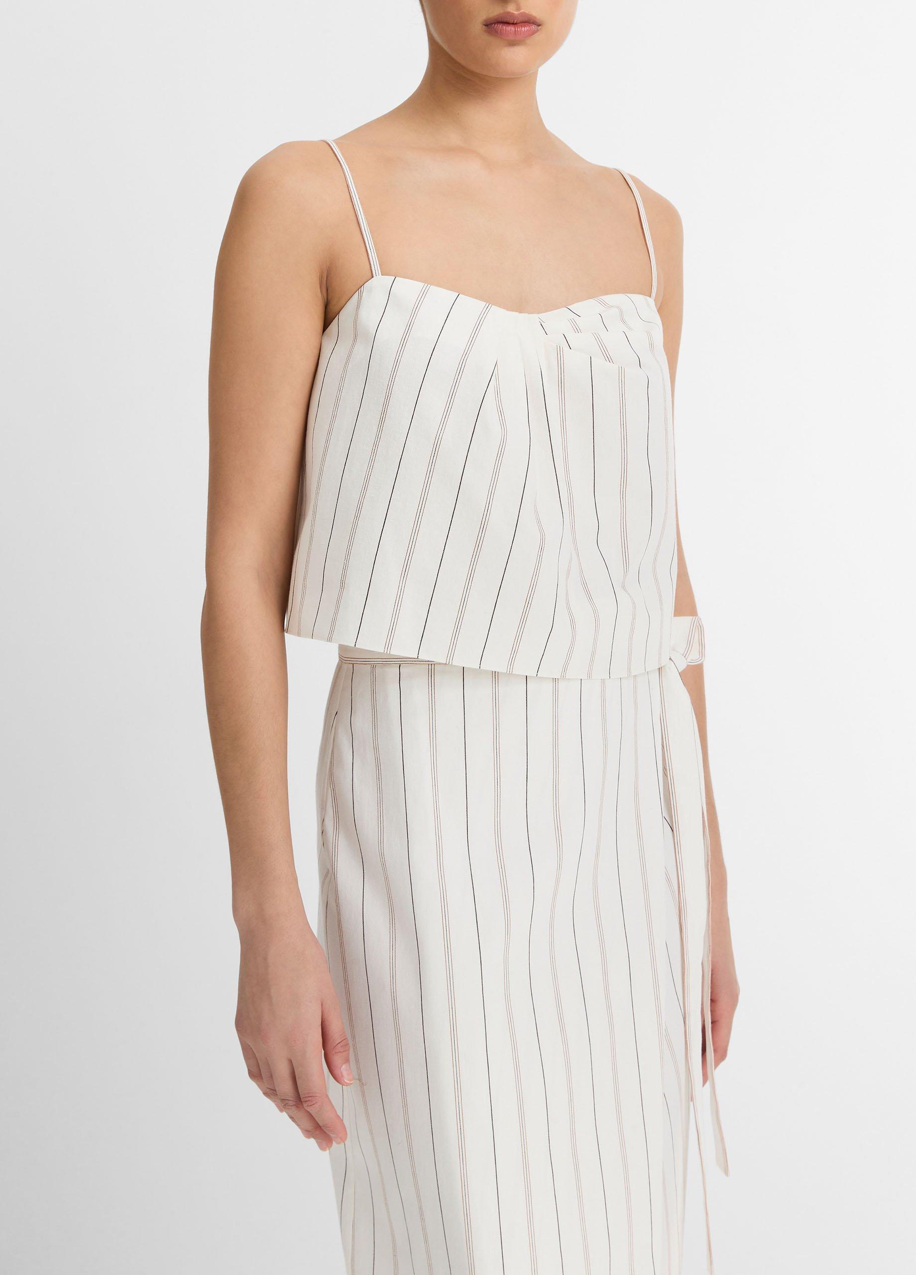 Seedling Stripe Cotton Draped Tank in Shirts & Tees | Vince