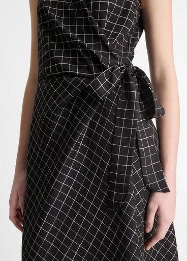 Trellis Plaid Draped Sleeveless Wrap Dress in Dresses | Vince Trellis Plaid Draped Sleeveless Wrap Dress in Dresses | Vince