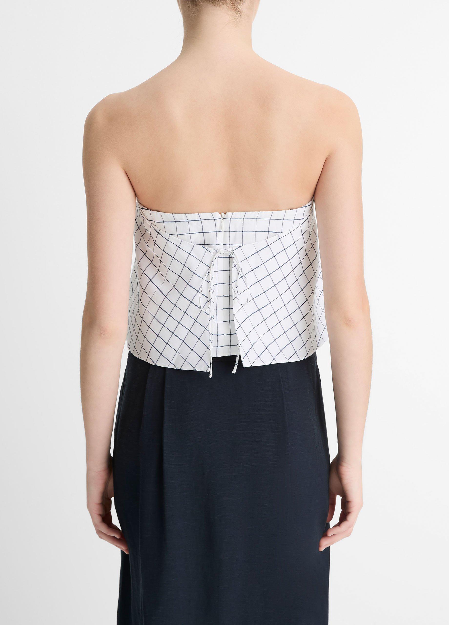 Trellis Plaid Cotton-Blend Tie-Back Top image number 2