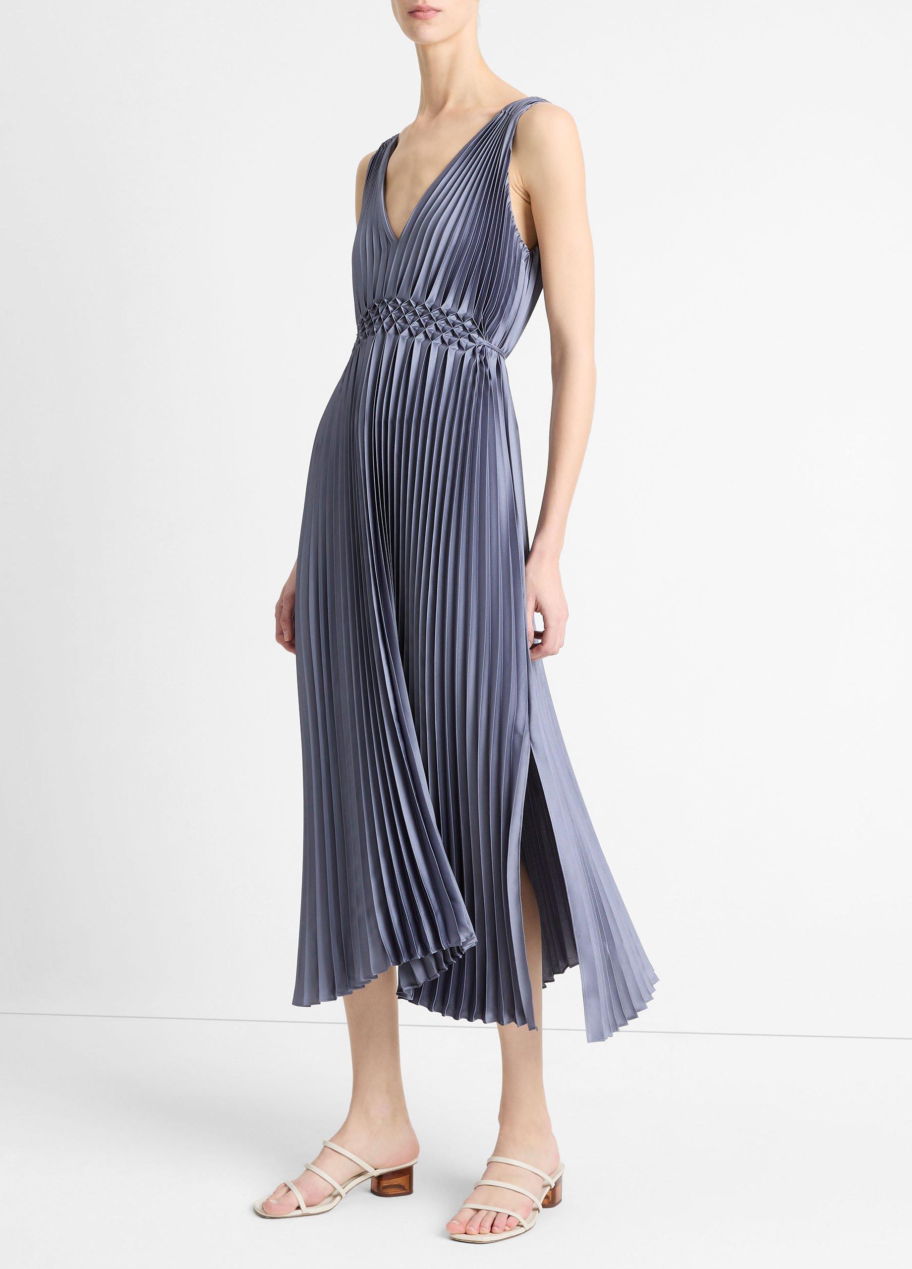 Hand-Smocked Pleated Satin Dress image number 1