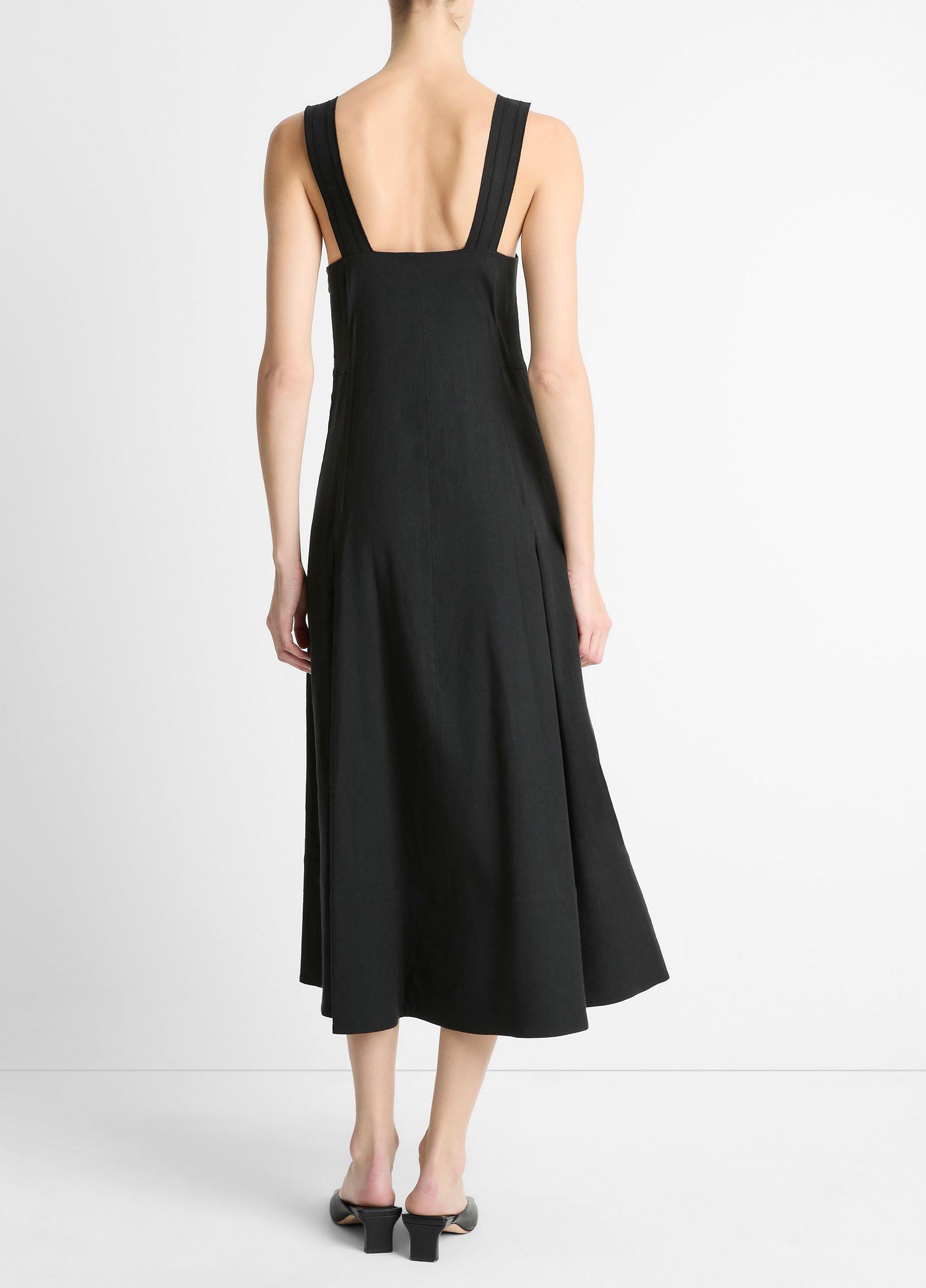 Linen-Blend Square-Neck Dress in Dresses | Vince