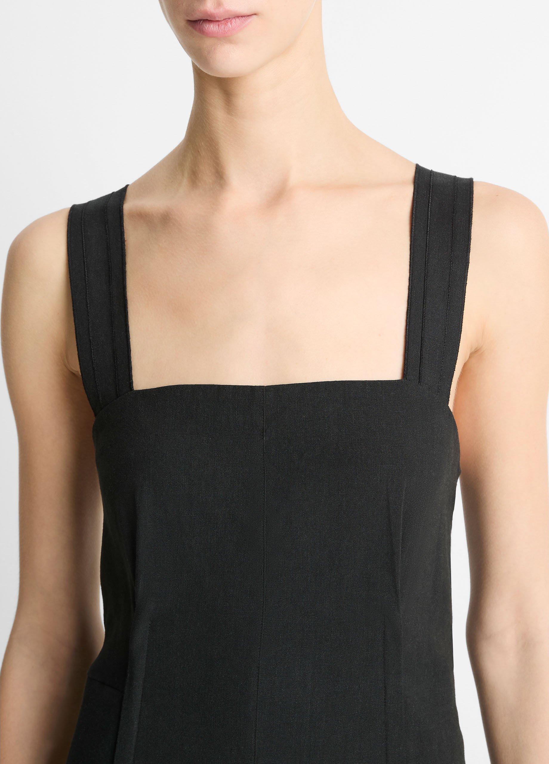 Linen-Blend Square-Neck Dress image number 3