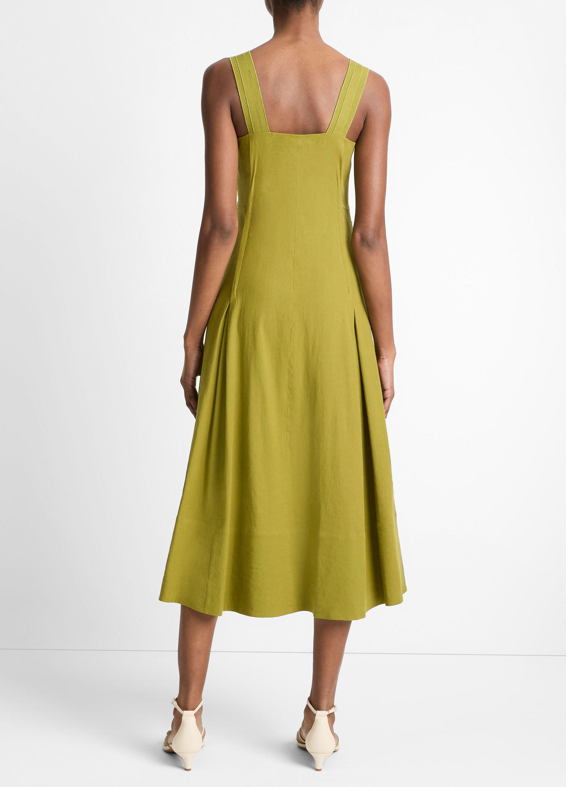Linen-Blend-Square-Neck-Dress-