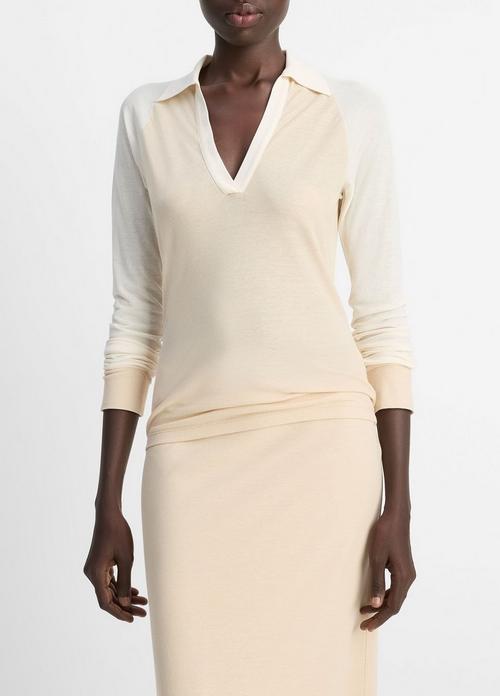 Colorblock Cotton Crepe Jersey Polo Shirt