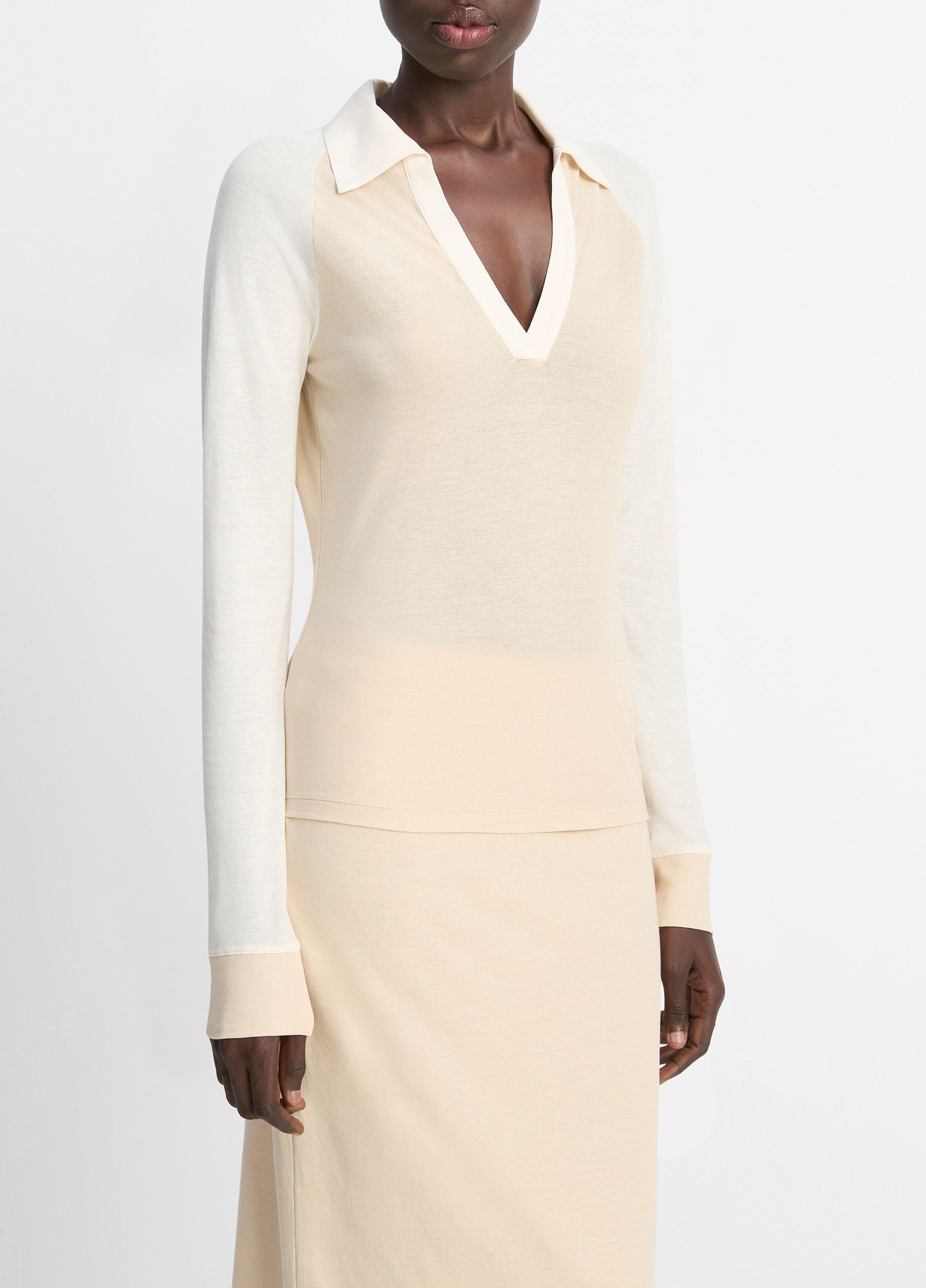 Colorblock Cotton Crepe Jersey Polo Shirt image number 1