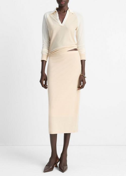 Cotton Crepe Jersey Midi Skirt