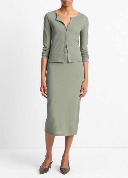 Cotton Crepe Jersey Midi Skirt