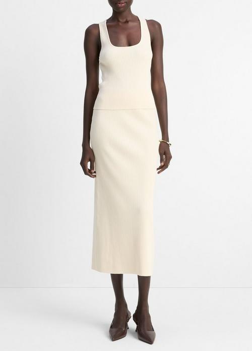 Ribbed Cotton-Blend Midi Skirt