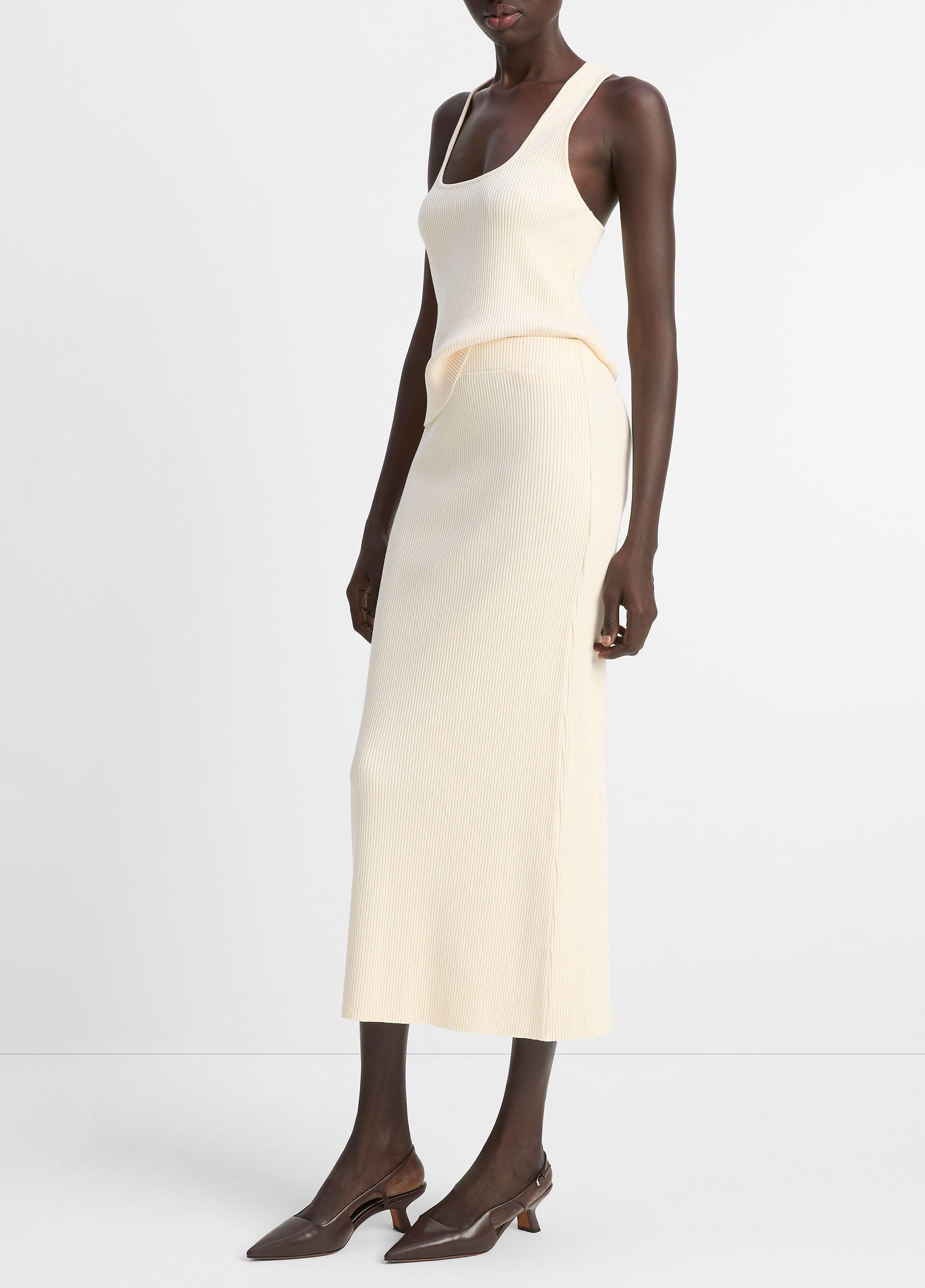 Ribbed Cotton-Blend Midi Skirt image number 1