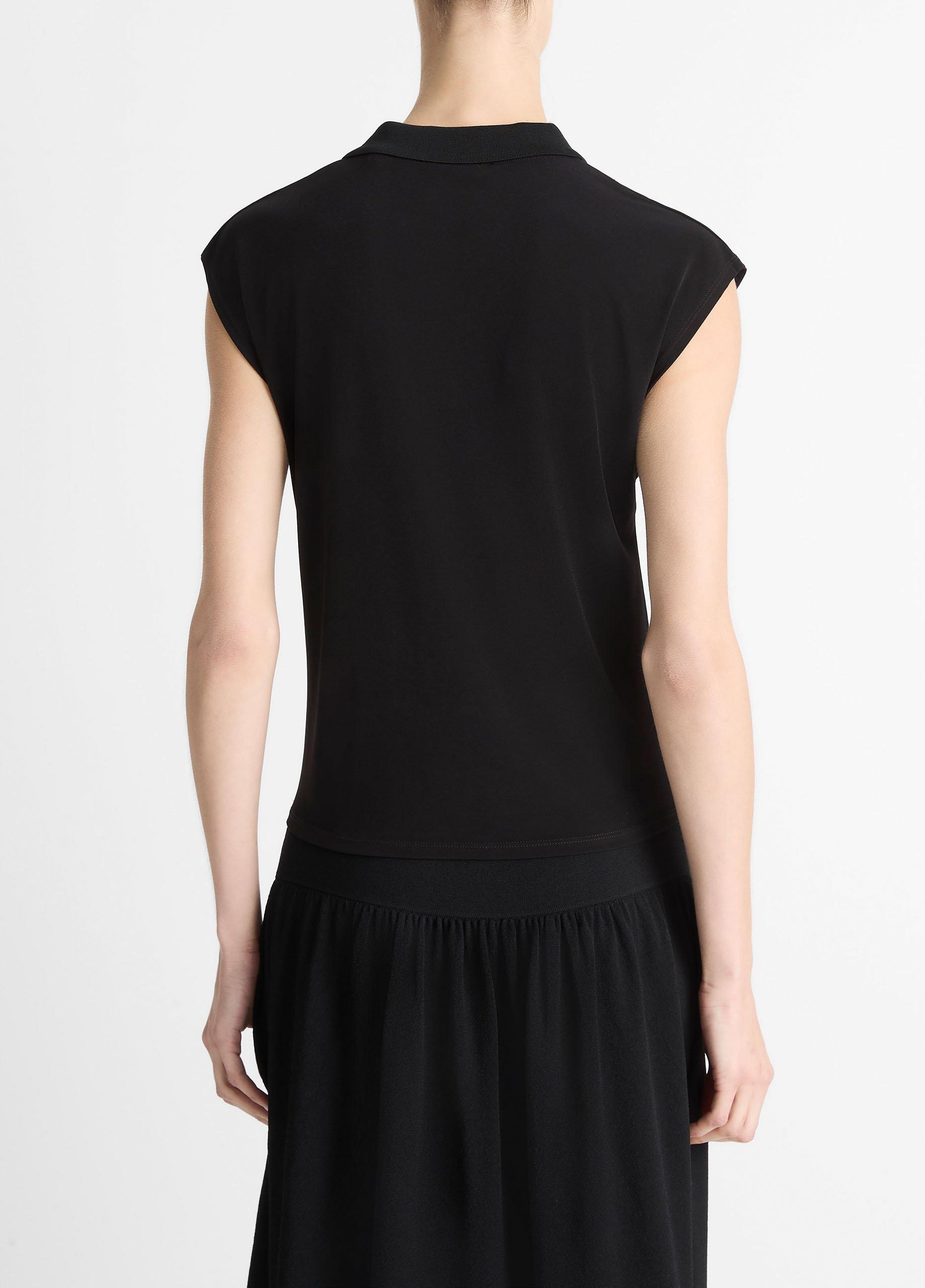 Matte Jersey Cap-Sleeve Polo Top image number 2