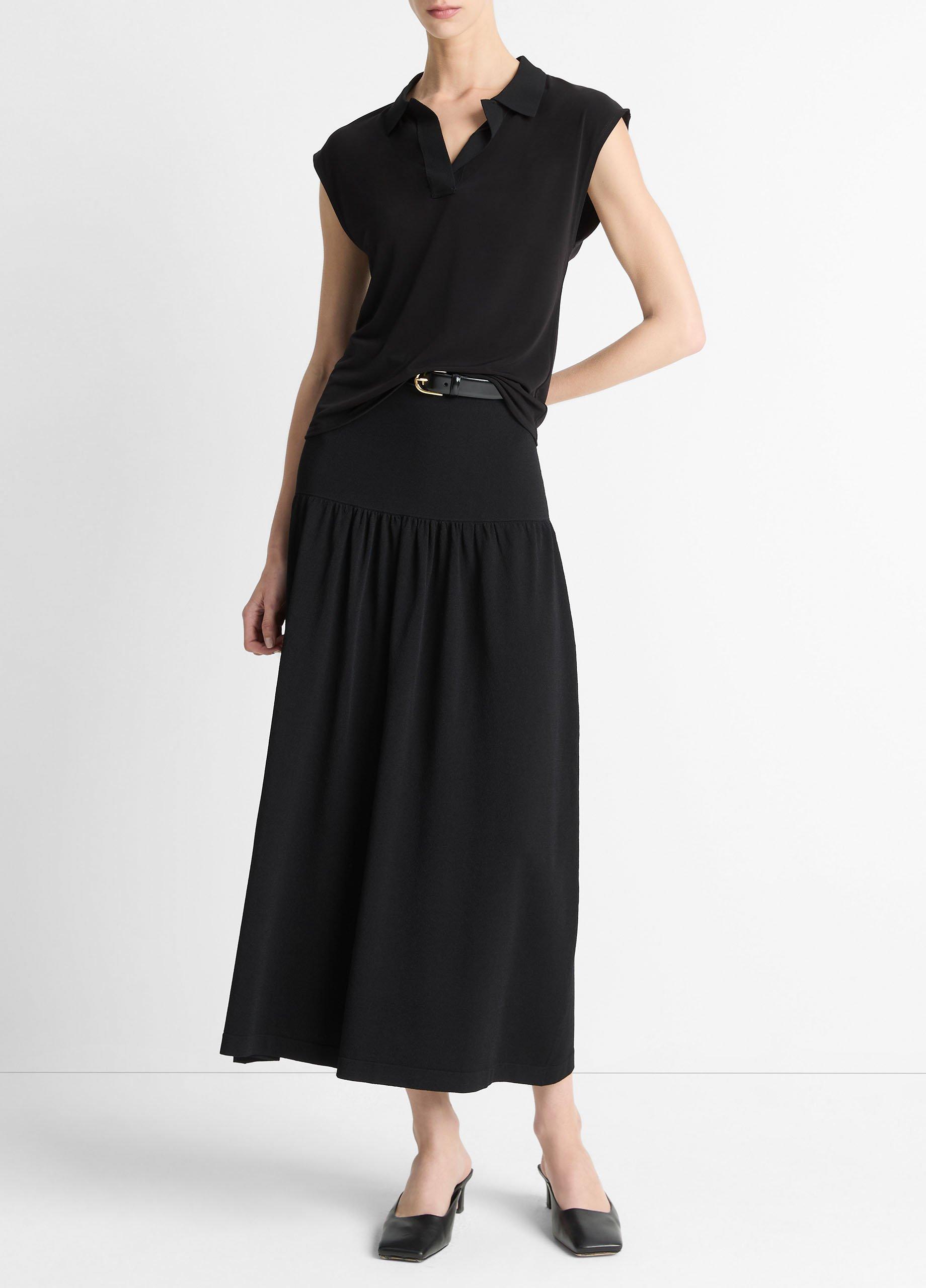 トップス apple Matte Jersey Cap-Sleeve Polo Top in T-Shirts | Vince