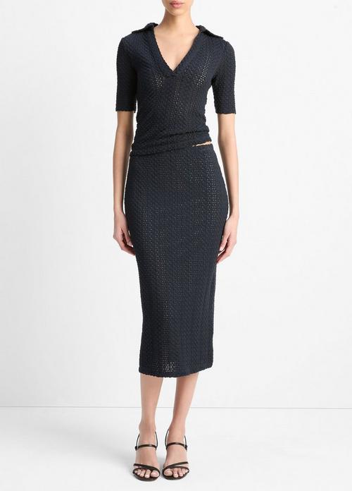 Textural Cotton Midi Skirt