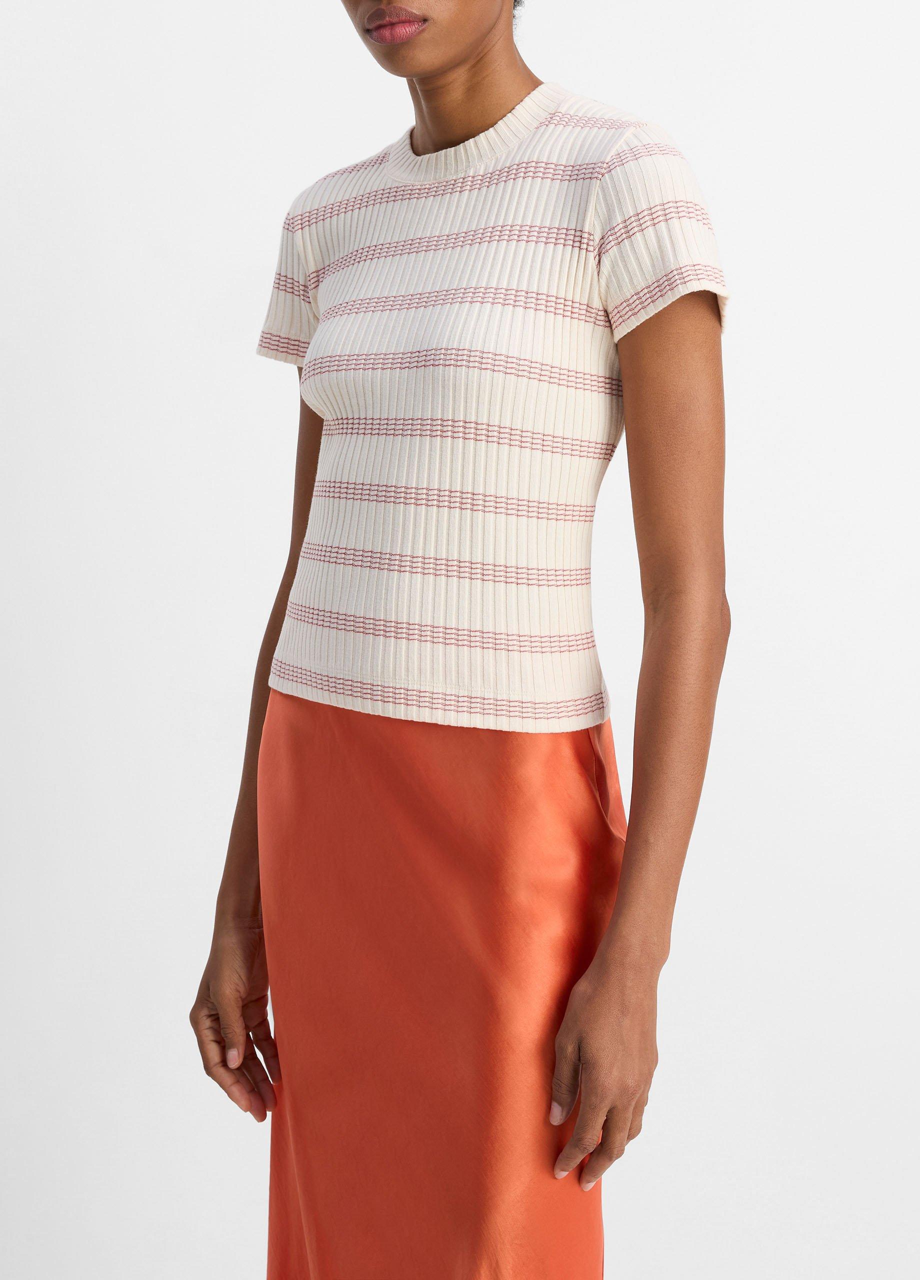 Striped Ribbed Cotton-Blend Top image number 1