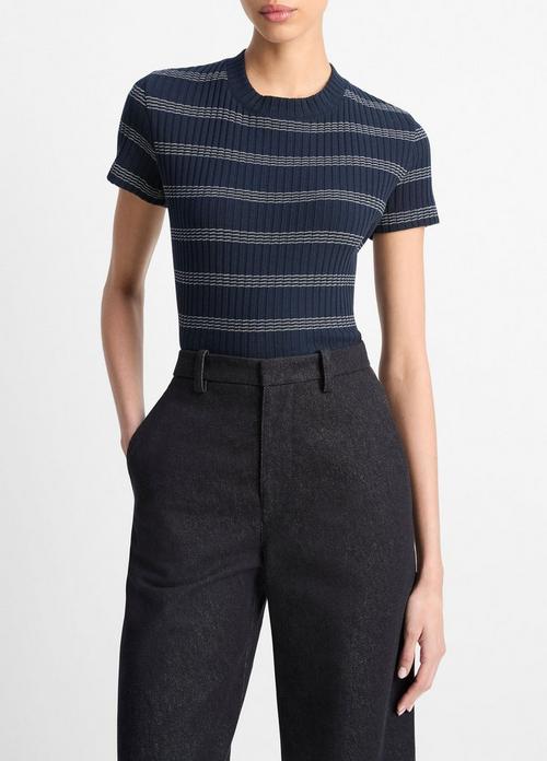 Striped Ribbed Cotton-Blend Top
