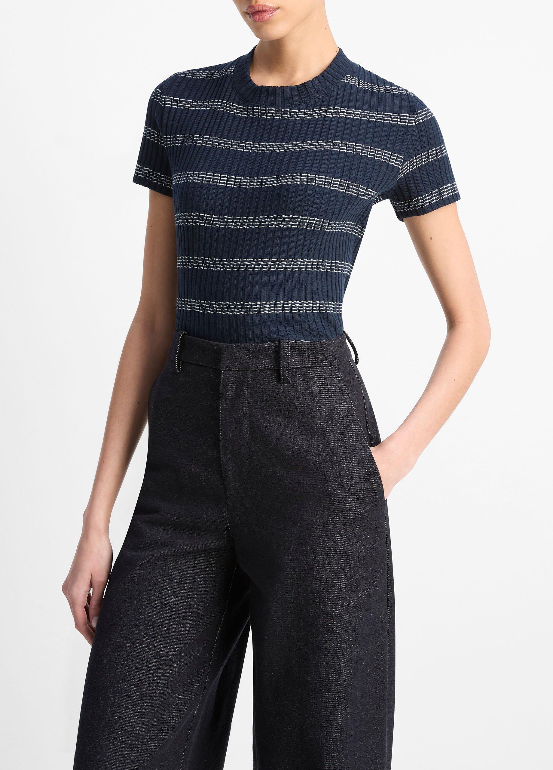 Striped Ribbed Cotton-Blend Top image number 1