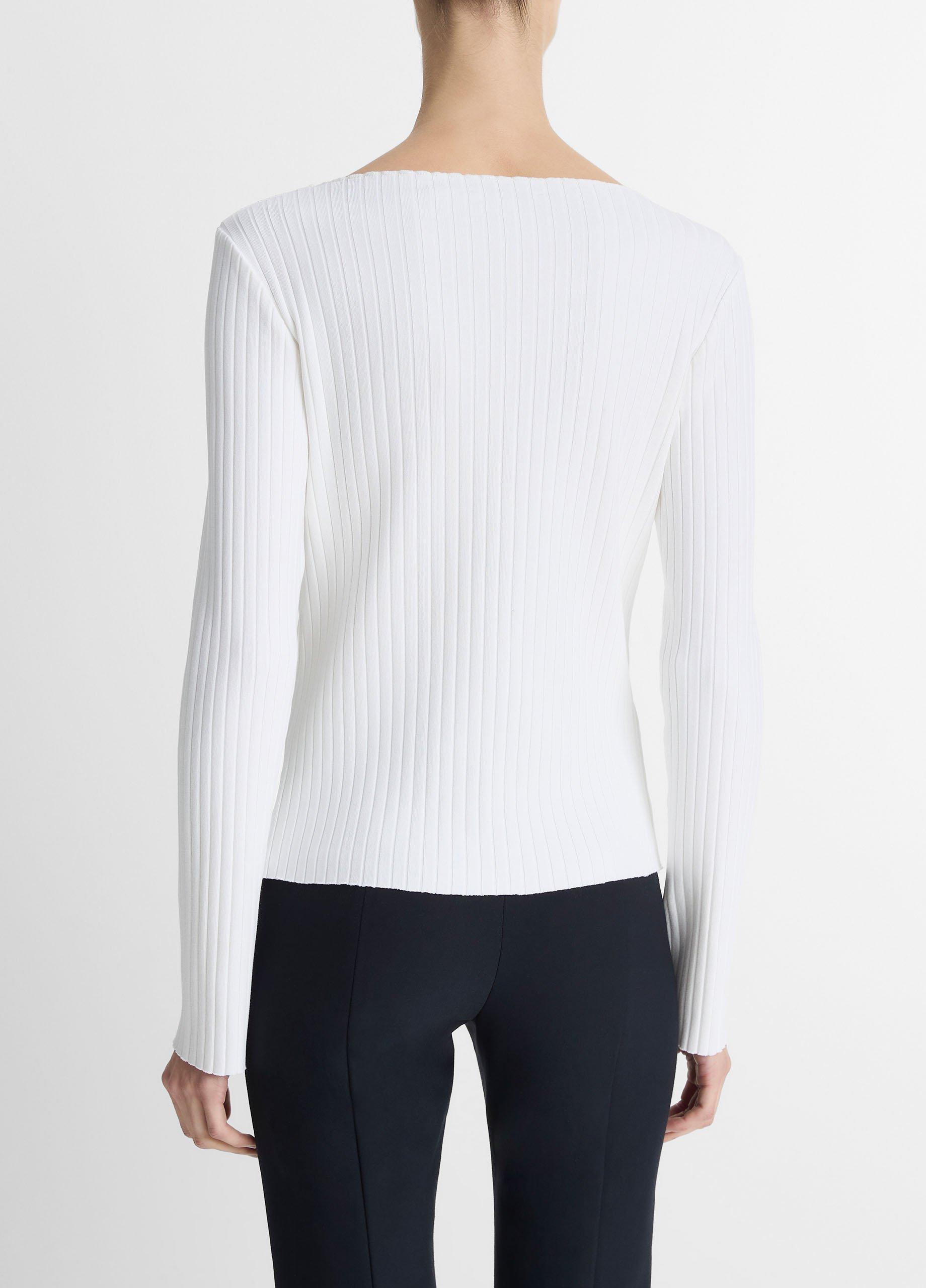 Ribbed Cotton-Blend Slash-Neck Long-Sleeve Top image number 2