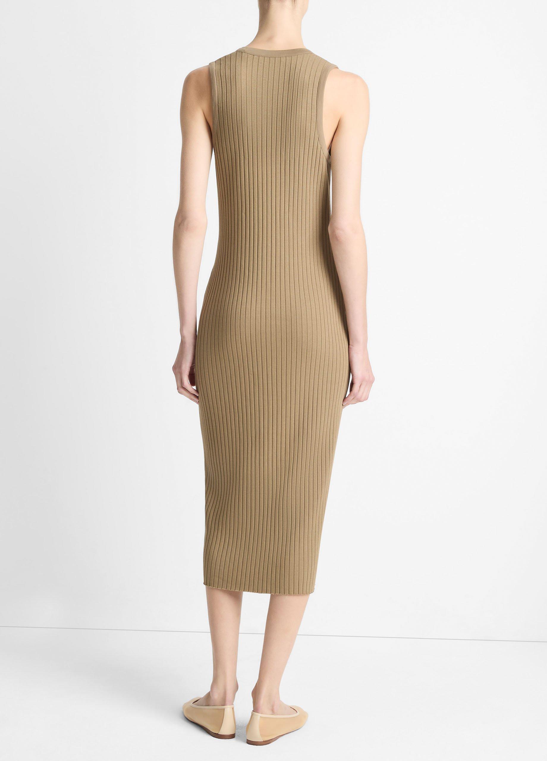 Ribbed Cotton-Blend Button-Front Dress image number 2