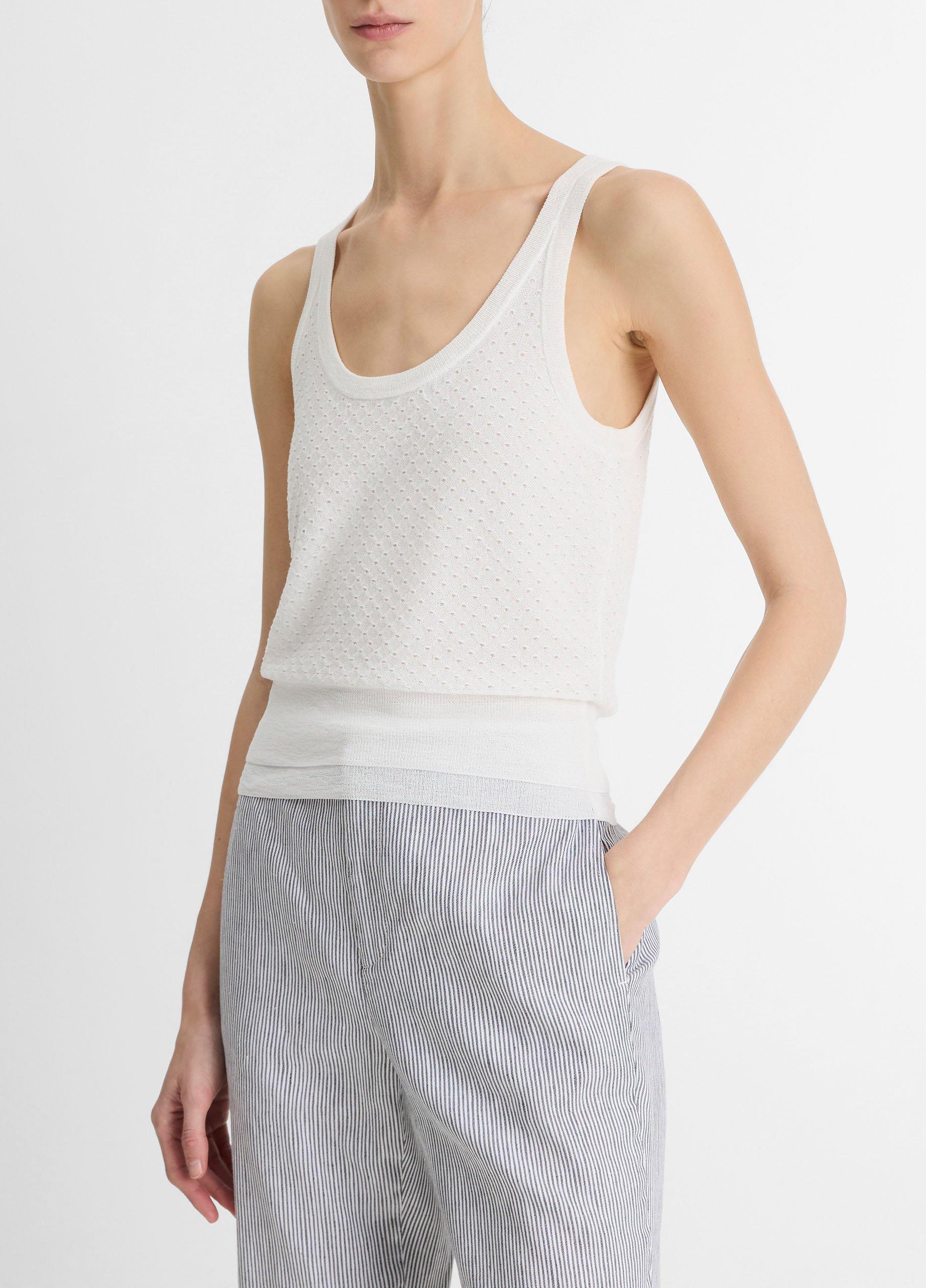 Italian Cotton-Blend Mesh Double-Layer Tank image number 1