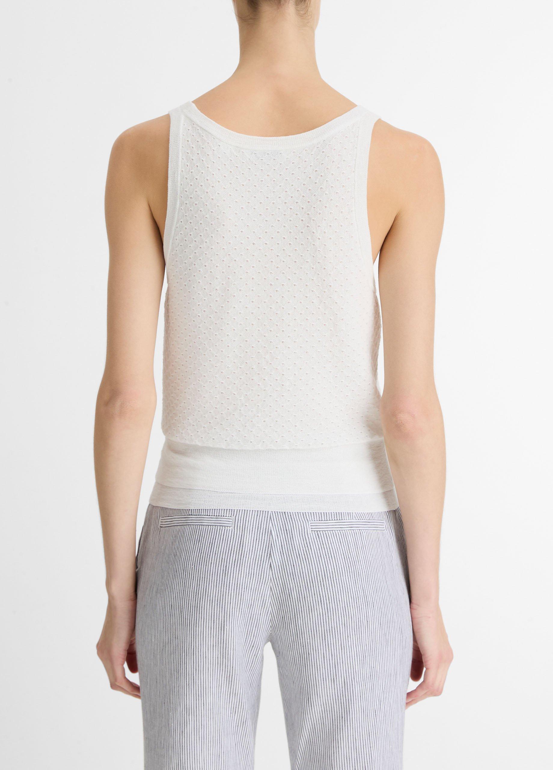 Italian Cotton-Blend Mesh Double-Layer Tank in Tank Tops | Vince