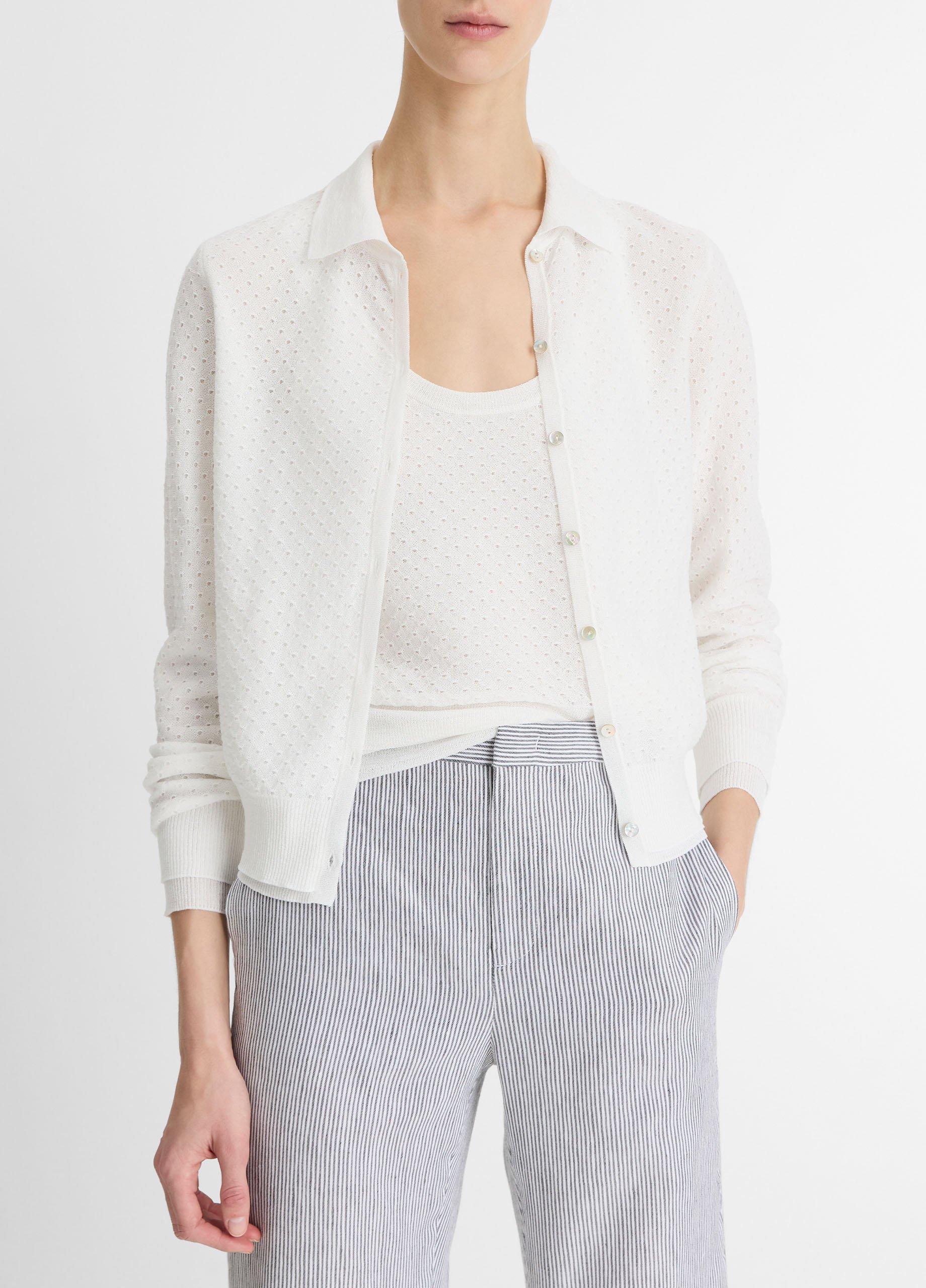 Double-breasted Shaggy knit Cardigan – L'AUBE BLANC