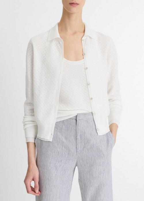 Italian Cotton-Blend Mesh Double-Layer Cardigan