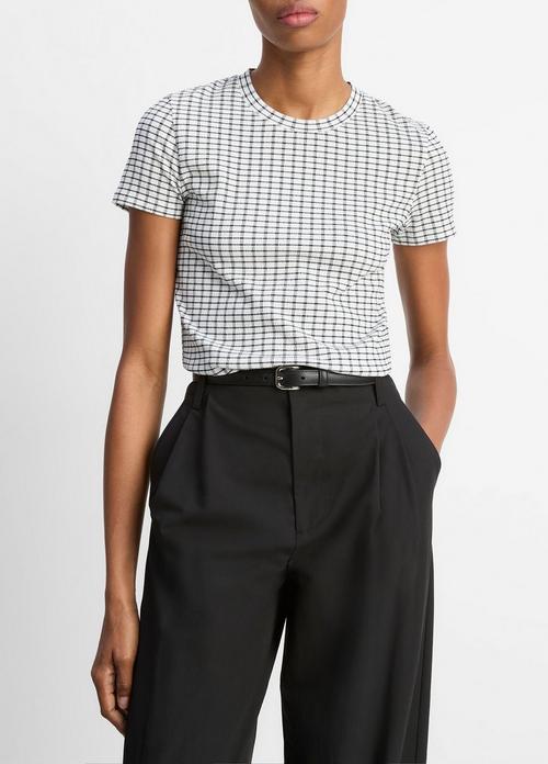Checked Smocked T-Shirt