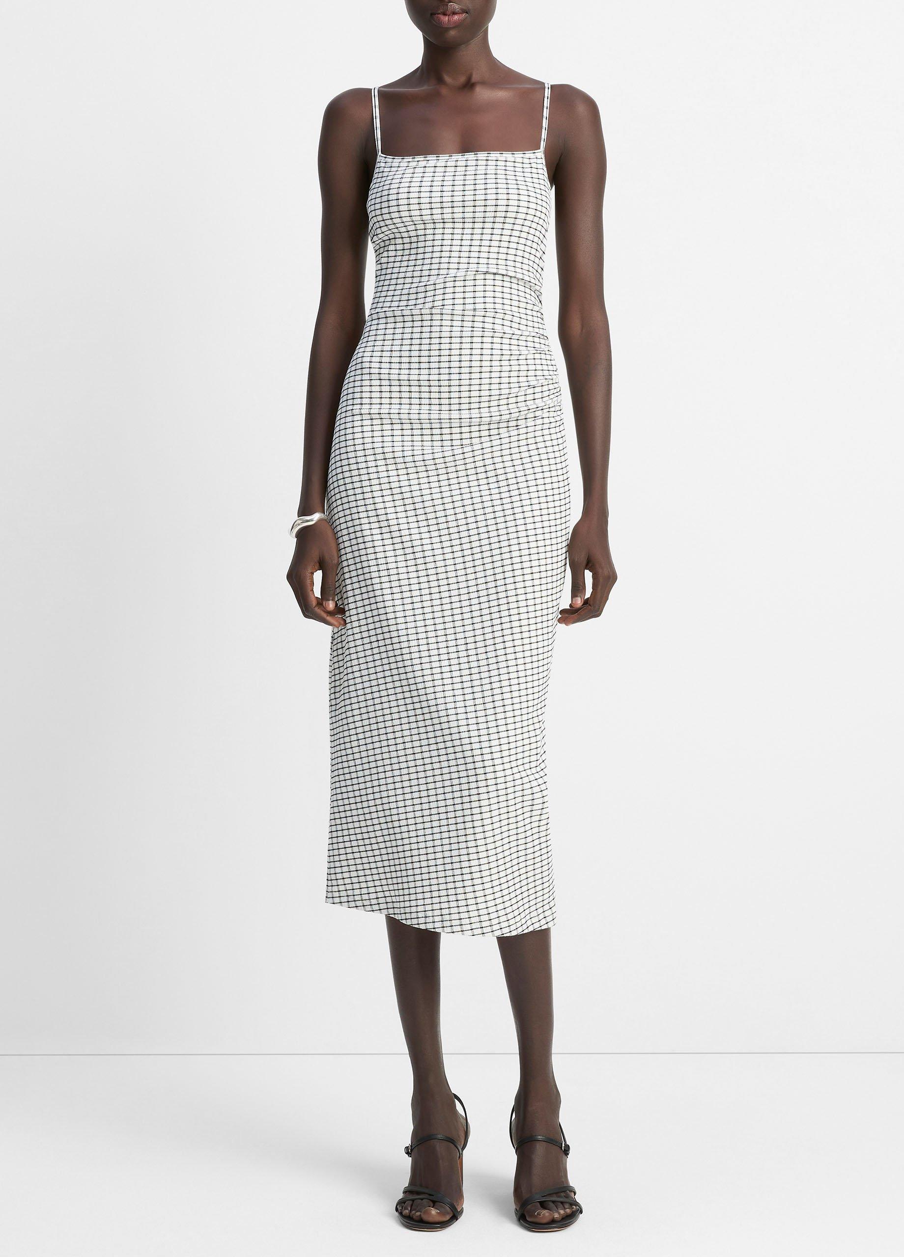 パメオポーズ Skewed Checks Cami Dress Checked-Smocked-Tank-Dress-