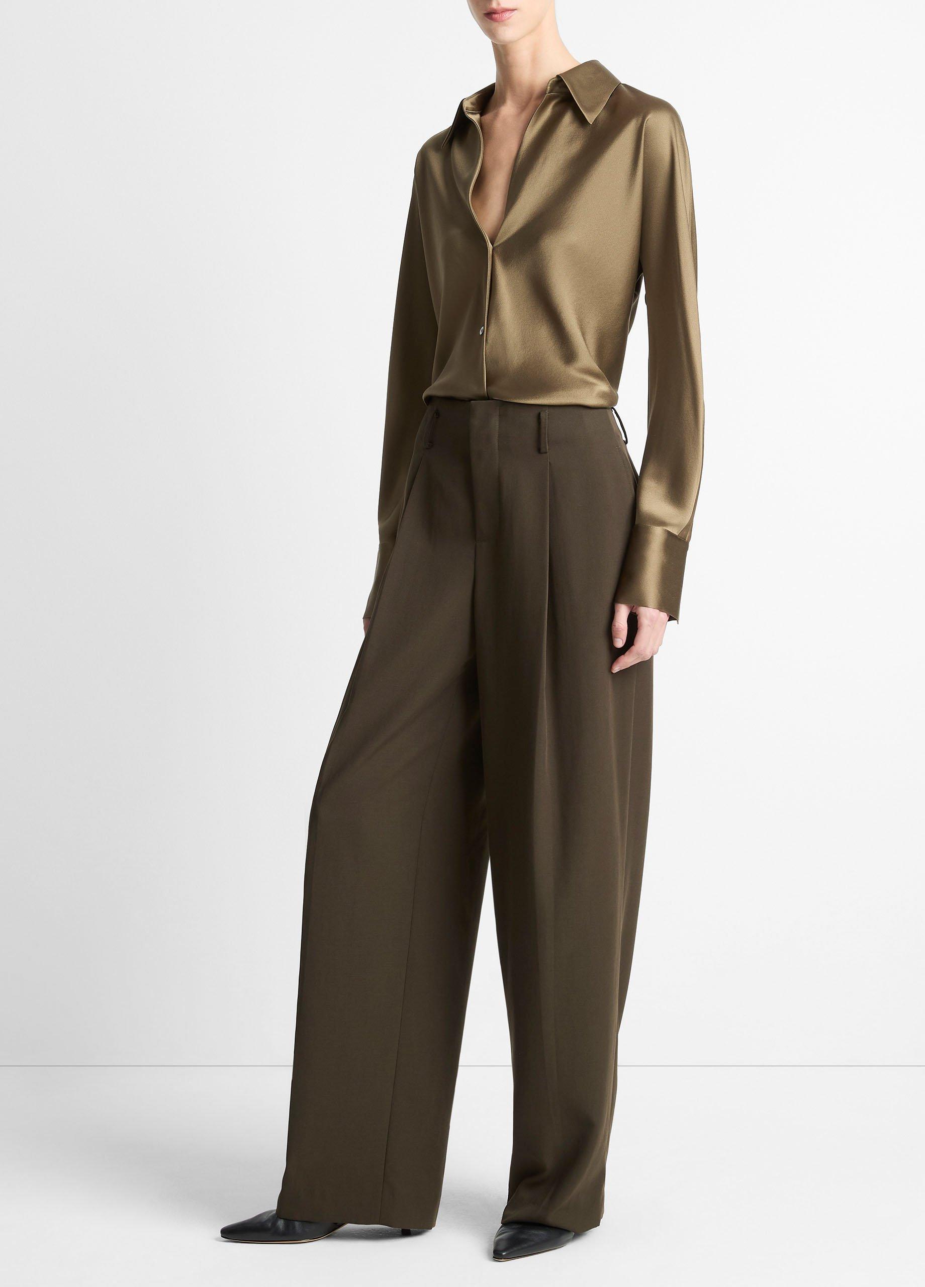 High-Waist Pleated Trouser in Trousers | Vince