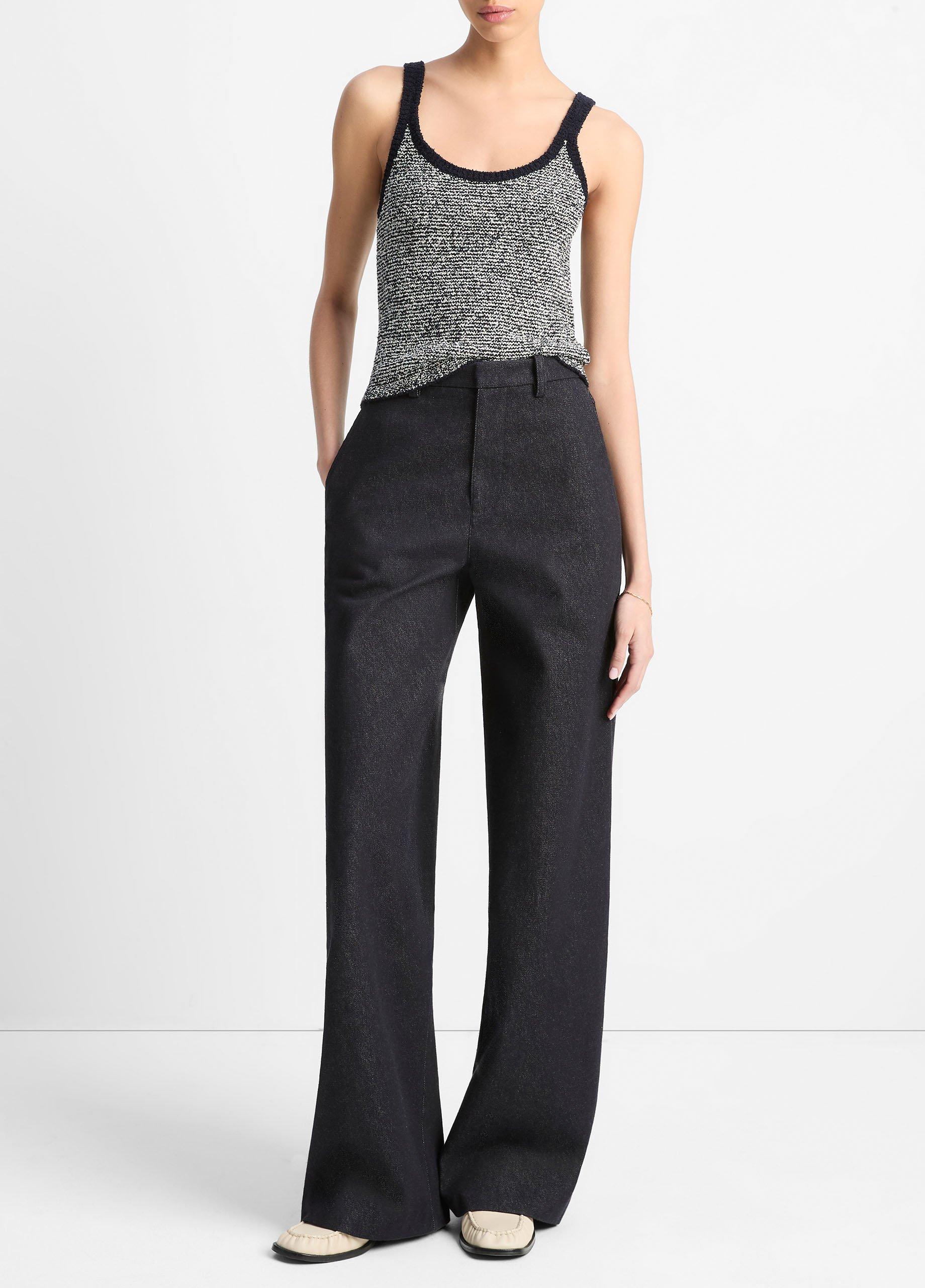 Women's Italian Cotton High-Waist Wide-Leg Pant, Deep Indigo, Size 0 Vince